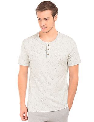 Aeropostale Speckled Short Sleeve Henley T-Shirt Aeropostale Speckled Short Sleeve Henley T-Shirt