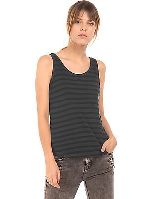 EdHardy Women High Low Hem Striped Tank Top EdHardy Women High Low Hem Striped Tank Top