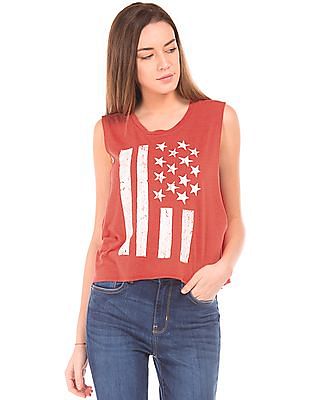 Aeropostale Flag Print Crop Top Aeropostale Flag Print Crop Top