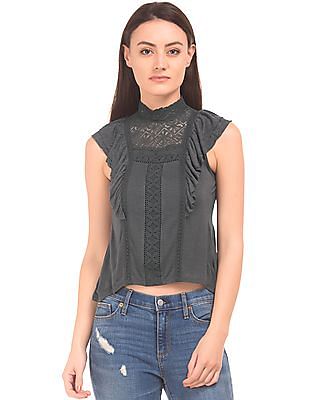 Aeropostale Lace Panel Ruffled Top Aeropostale Lace Panel Ruffled Top