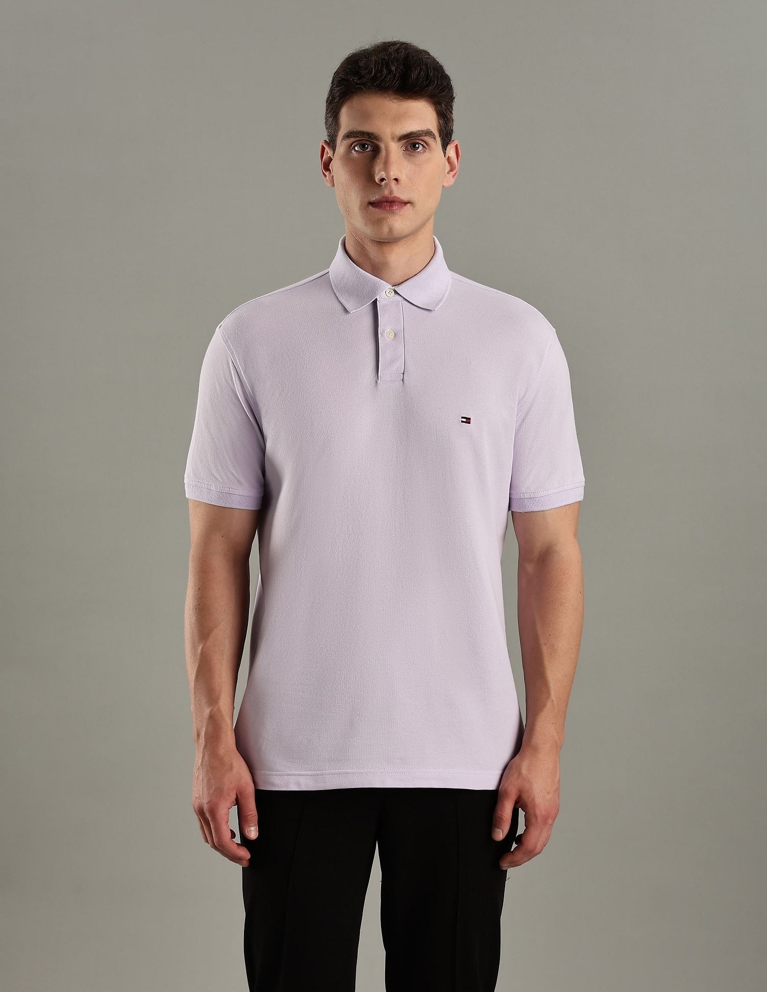 Tommy Hilfiger Solid Regular-Fit Cotton Polo T-Shirt