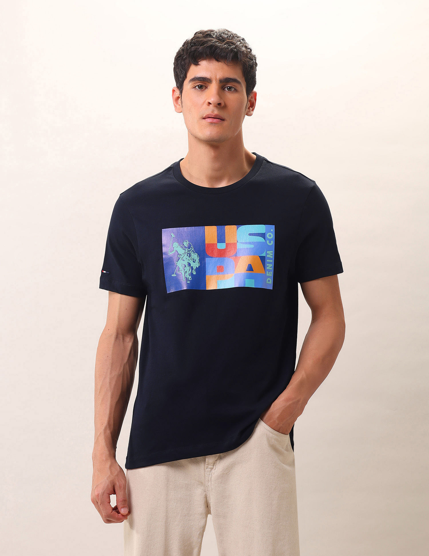 U.S. Polo Assn. Denim Co. Brand Printed Pure Cotton T-Shirt