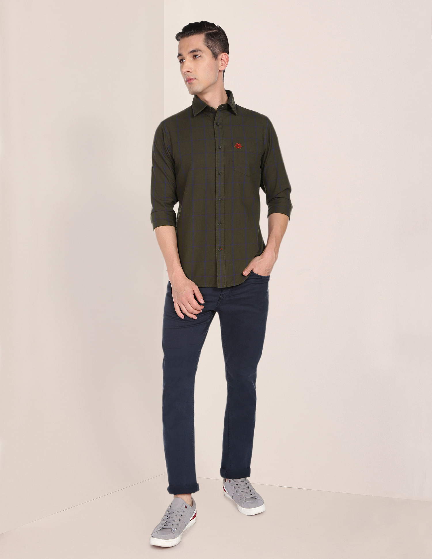 U.S. Polo Assn. Windowpane Check Premium Cotton Casual Shirt