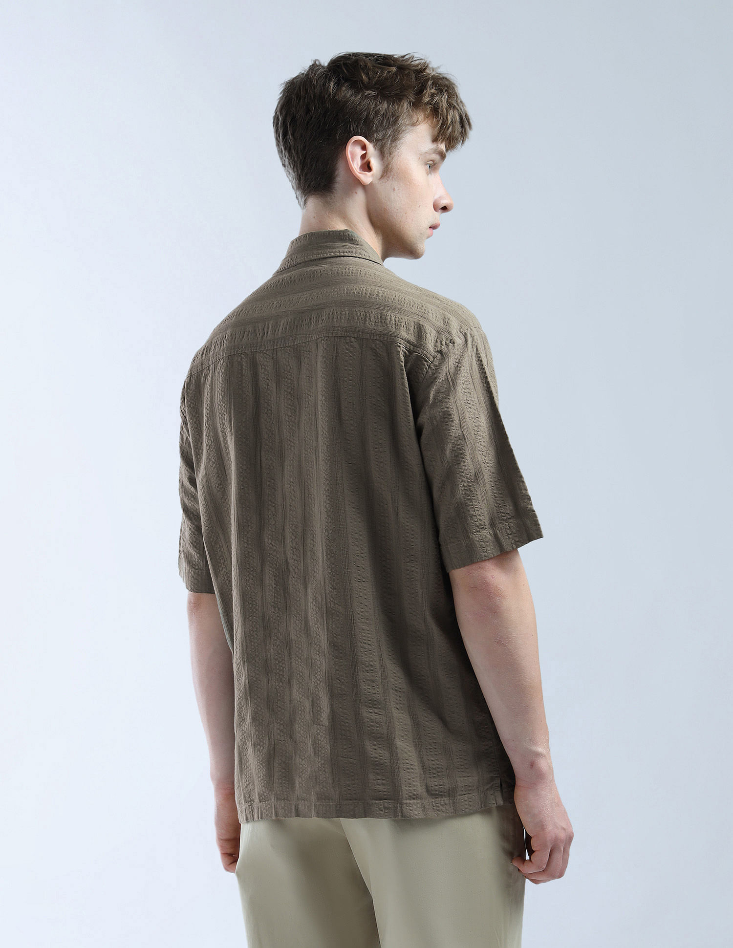 Flying Machine Textured Cotton Color Of Home Shirt