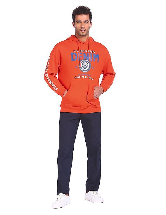 U.S. Polo Assn. Denim Co. Drawstring Hood Brand Print Sweatshirt