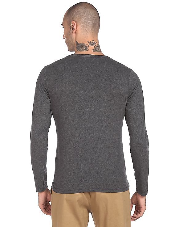 Flying Machine Long Sleeve Round Neck T-Shirt