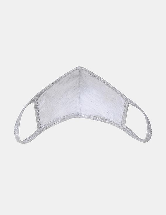 U.S. Polo Assn. Unisex Adults Grey Triple Layer Washable Anti Bacterial Heathered Face Masks - Pack Of 3