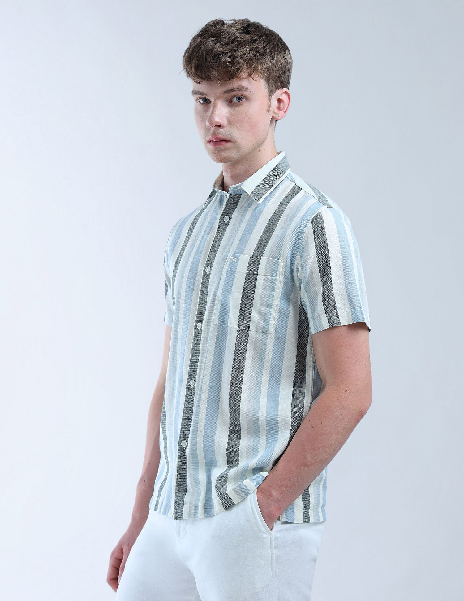 Flying Machine Vertical Striped Color Of Home Shirt