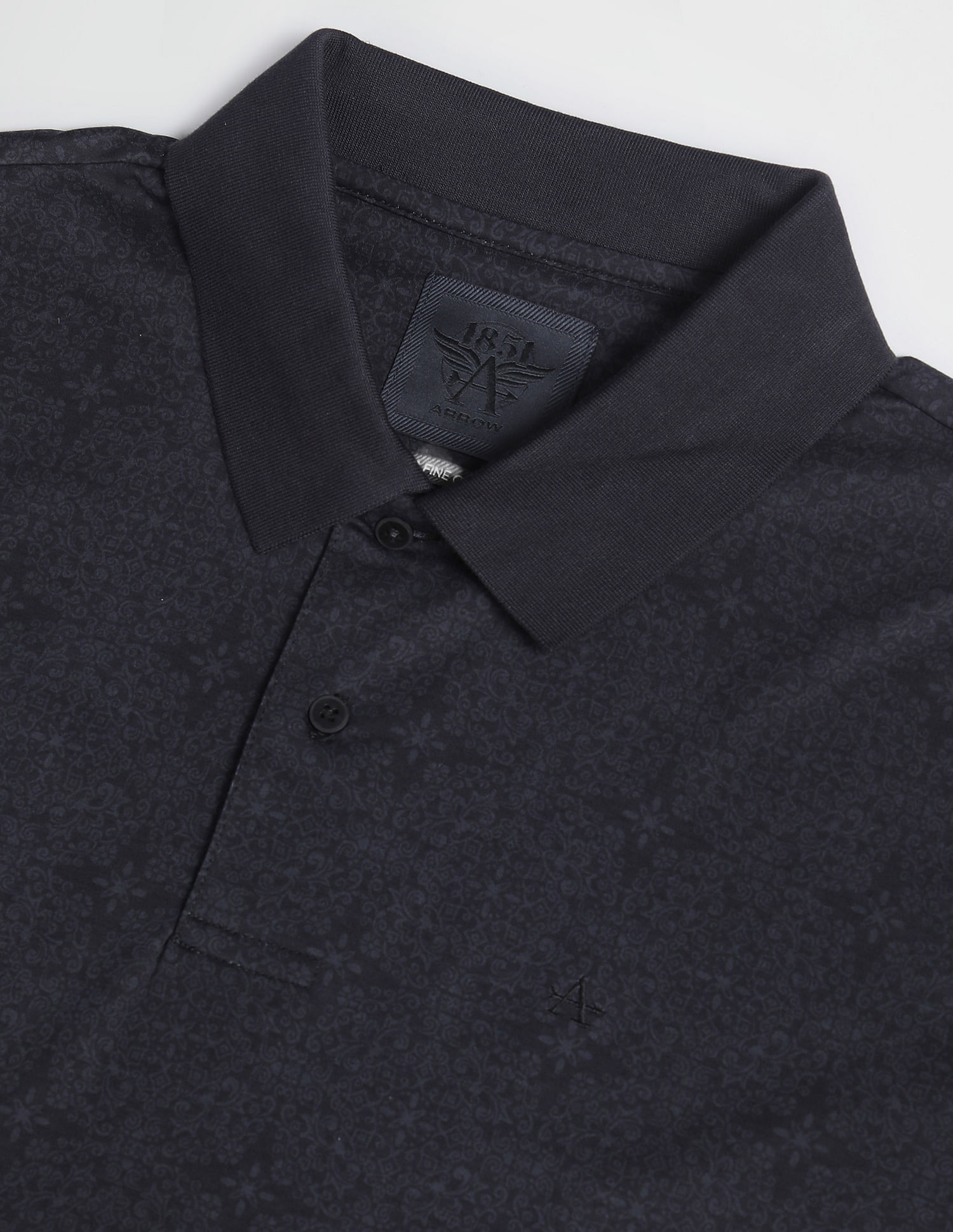 Arrow Motif Print Cotton Polo Shirt