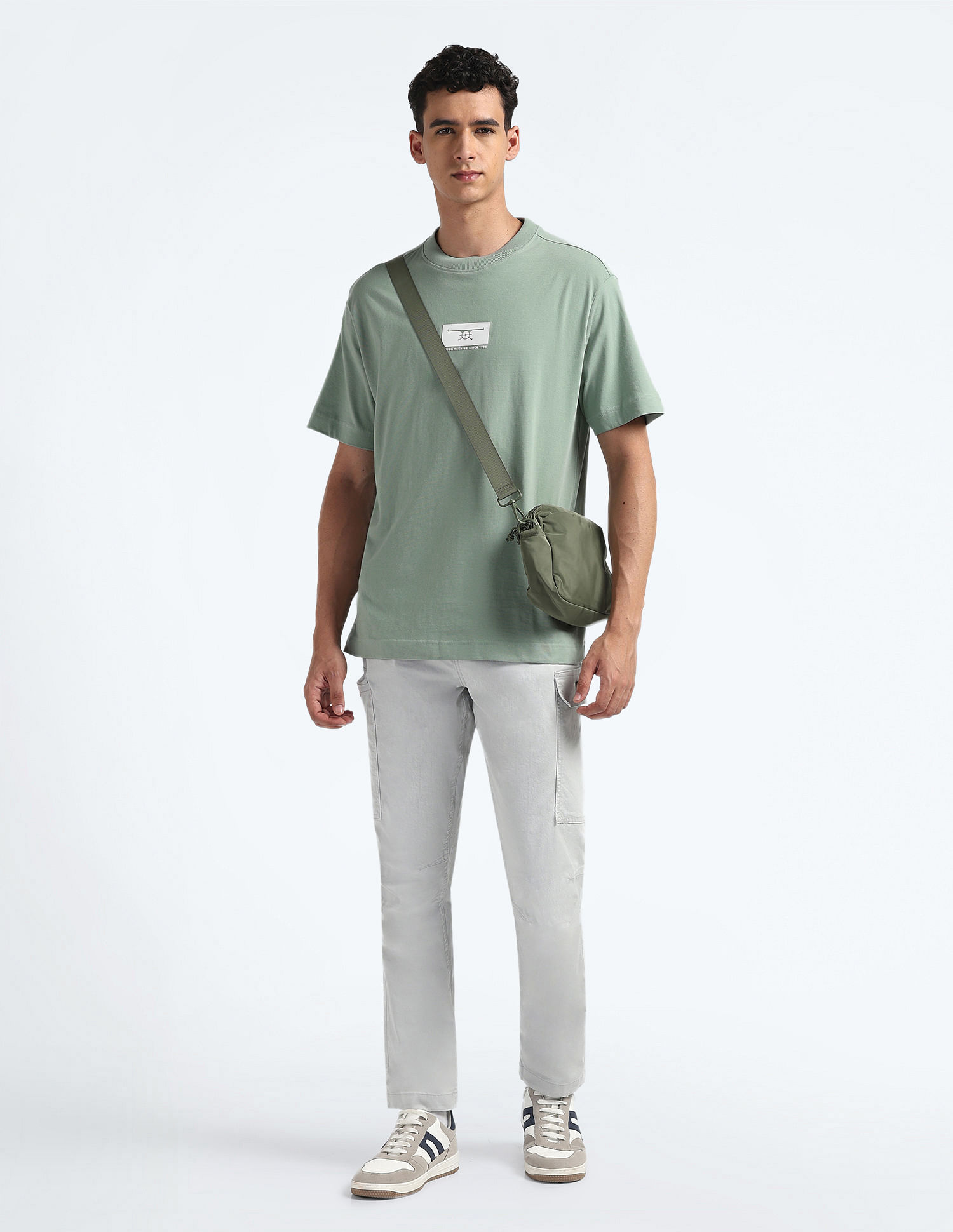 Flying Machine Crew Neck Relaxed Fit Logo T-Shirt