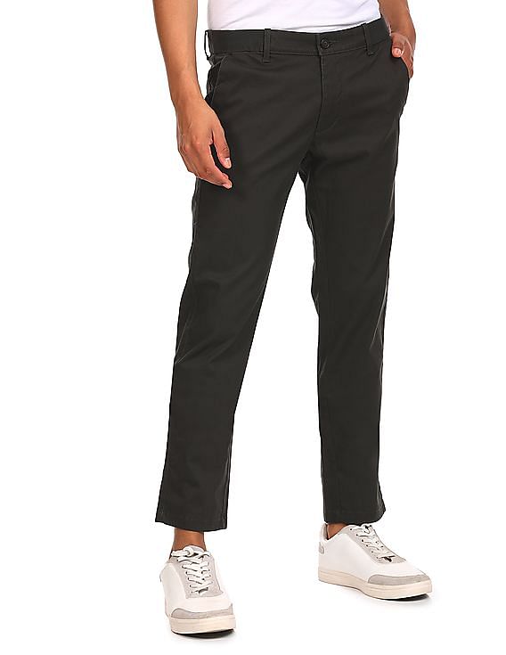 Arrow Sports Flat Front Solid Casual Trousers
