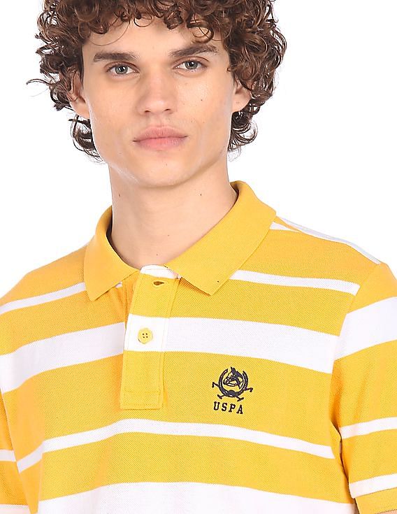 U.S. Polo Assn. Men Yellow Striped Polo Shirt
