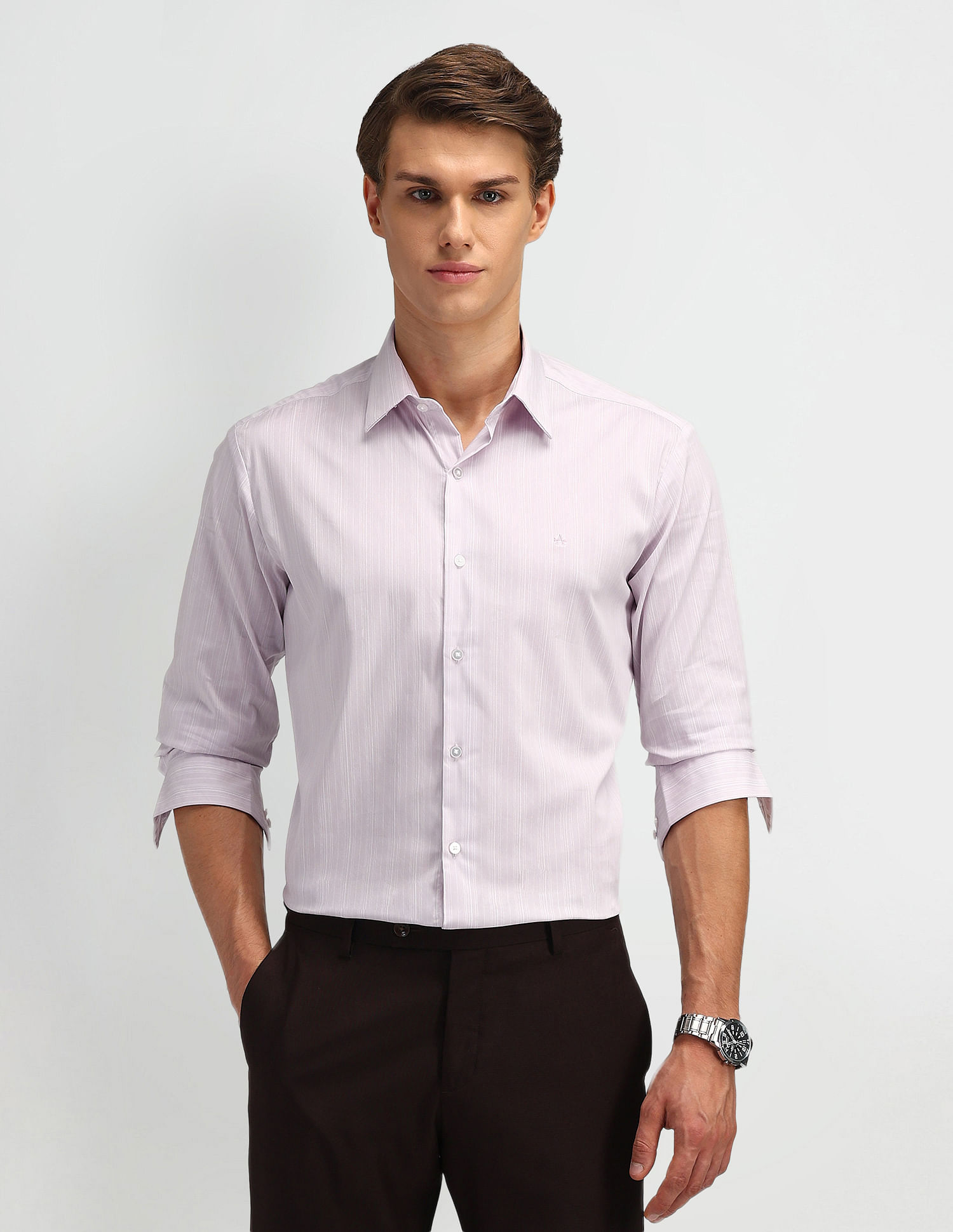 Arrow Newyork Pinstriped Slim Fit Shirt