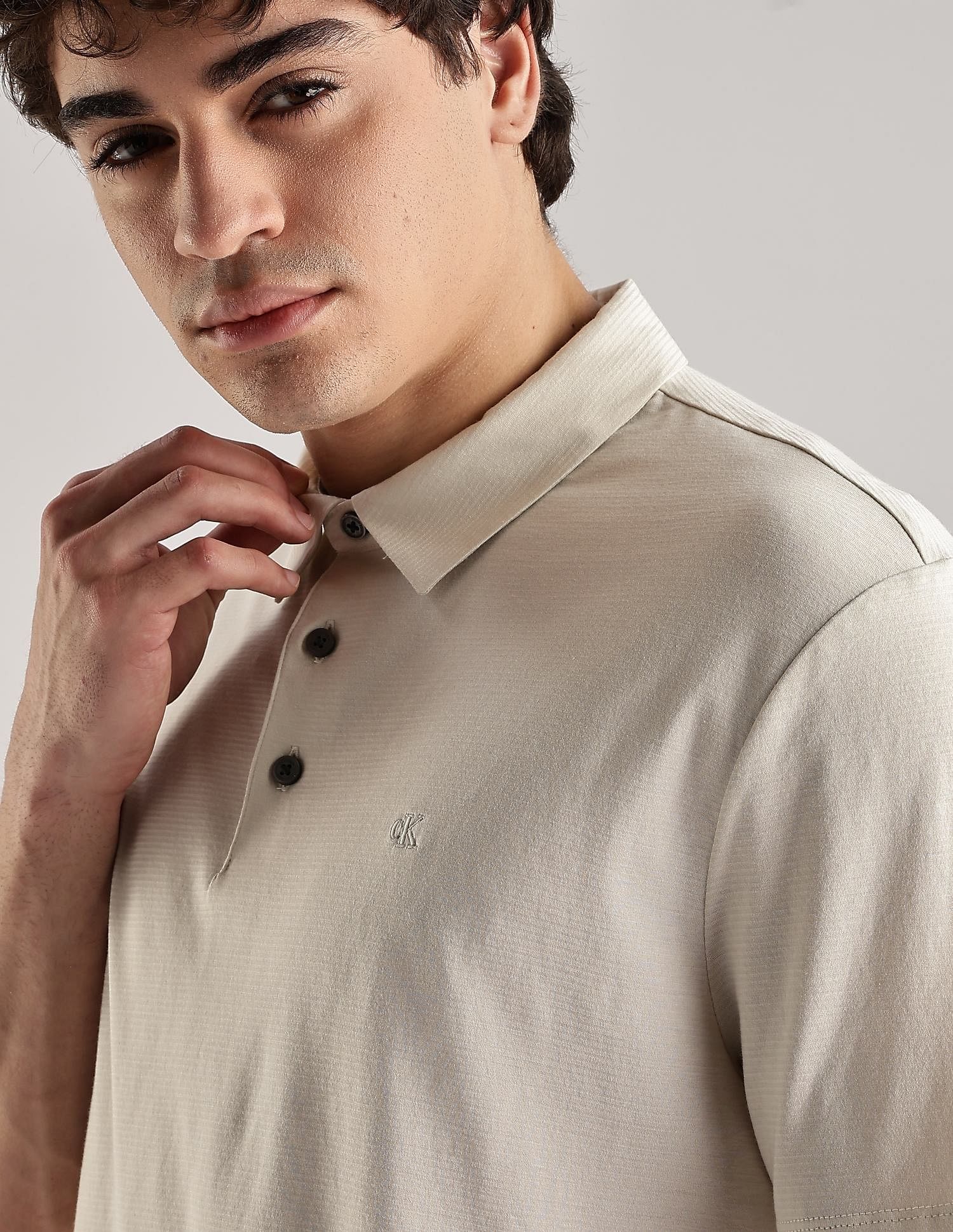 Calvin Klein Jeans Solid Regular-Fit Cotton Polo T-Shirt