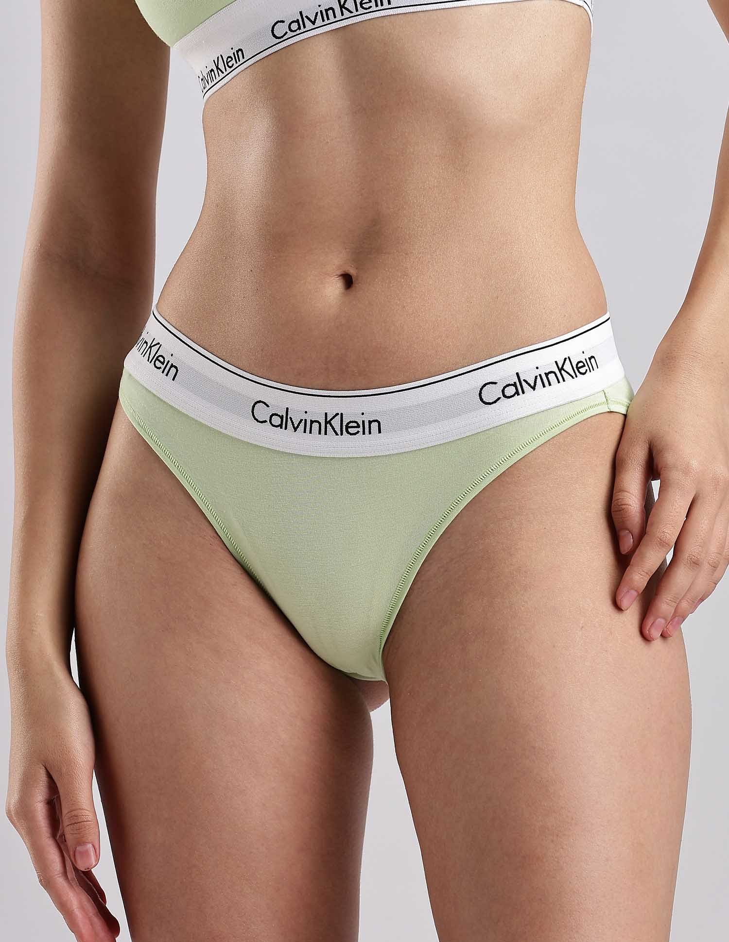 Calvin Klein Underwear Womens Green Solid Panties