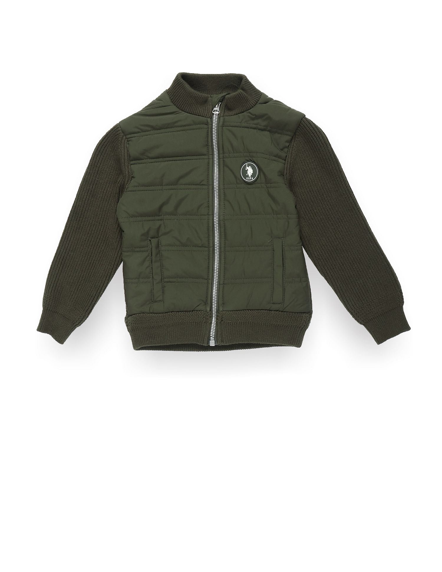 U.S. Polo Assn. Kids Boys High Neck Knitted Jacket