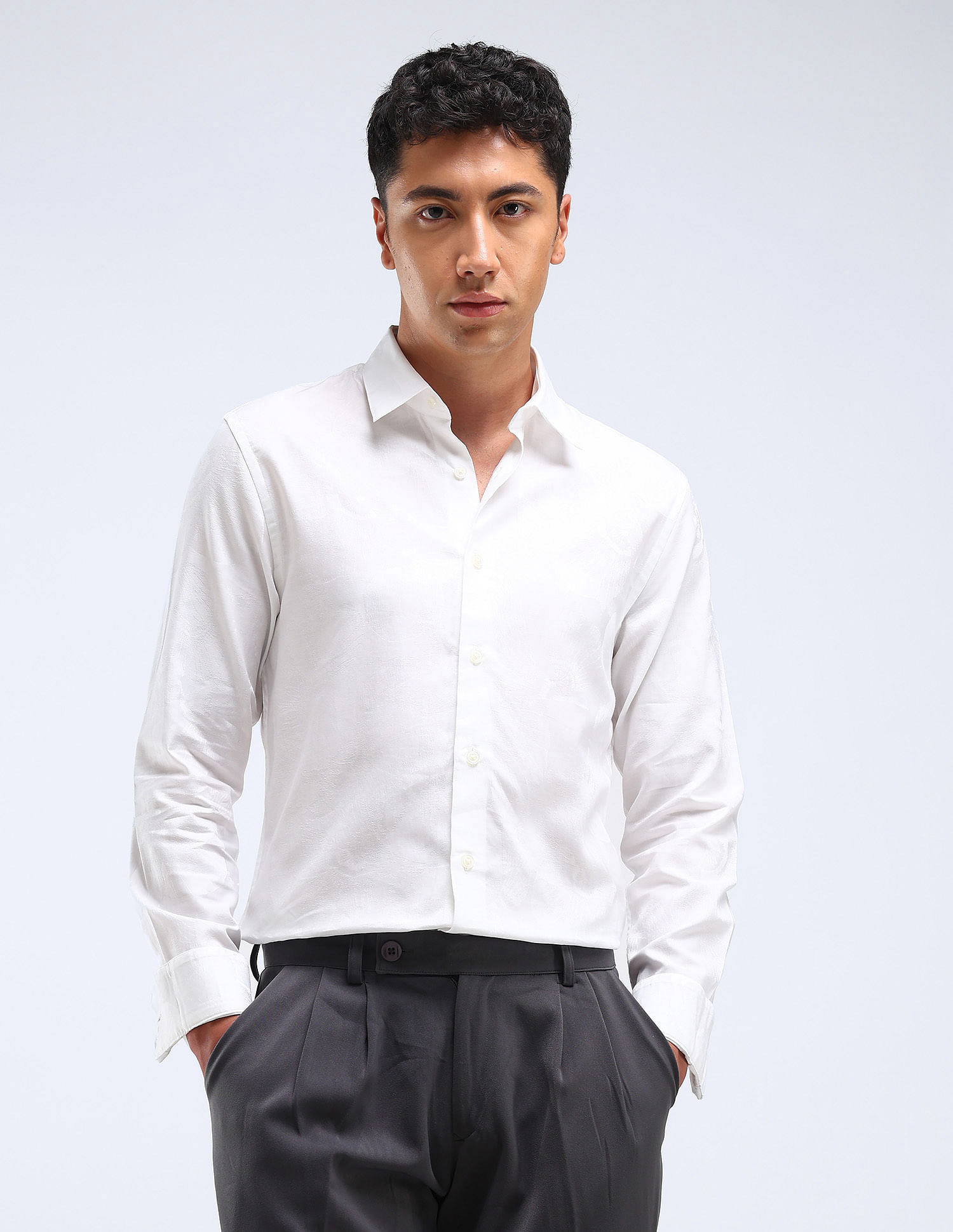 Flying Machine Slim Fit Jacquard Shirt