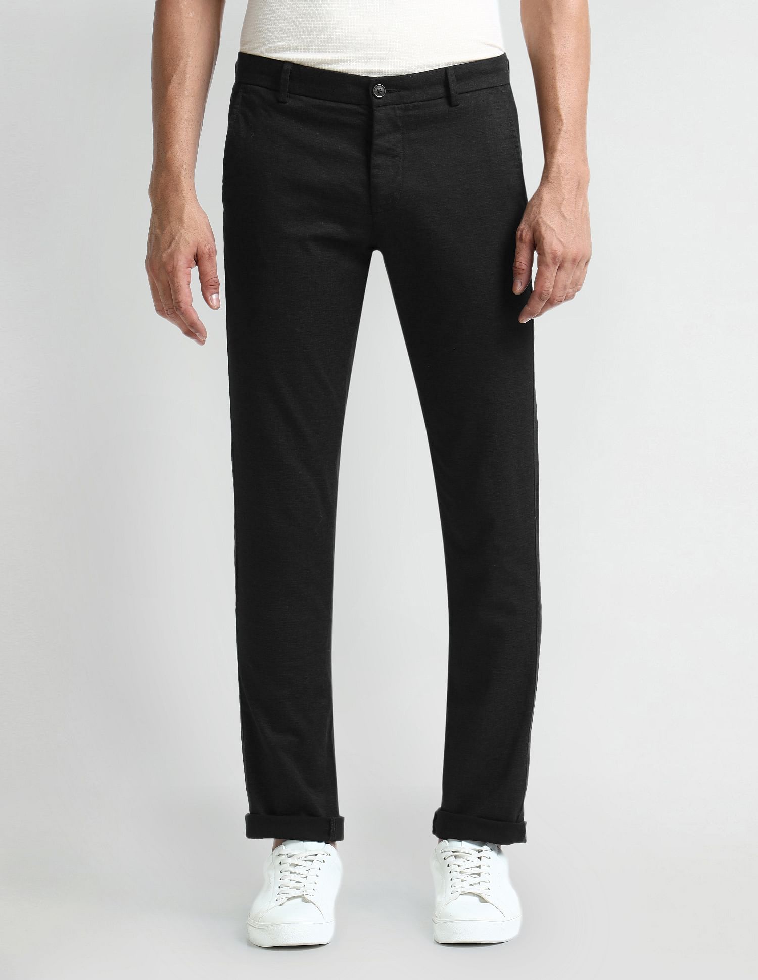 Arrow Sport Mid Rise Slim Fit Trousers
