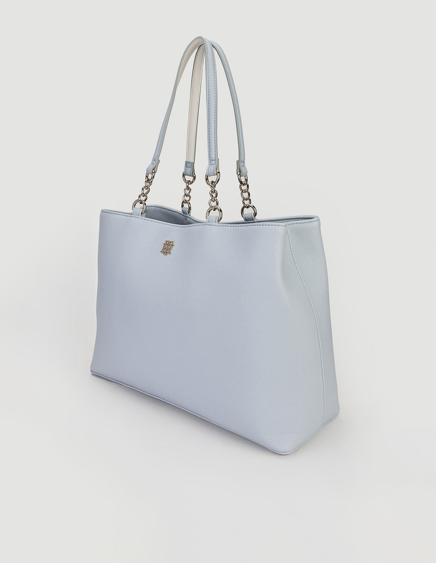 Tommy Hilfiger Solid Blue PU Totes