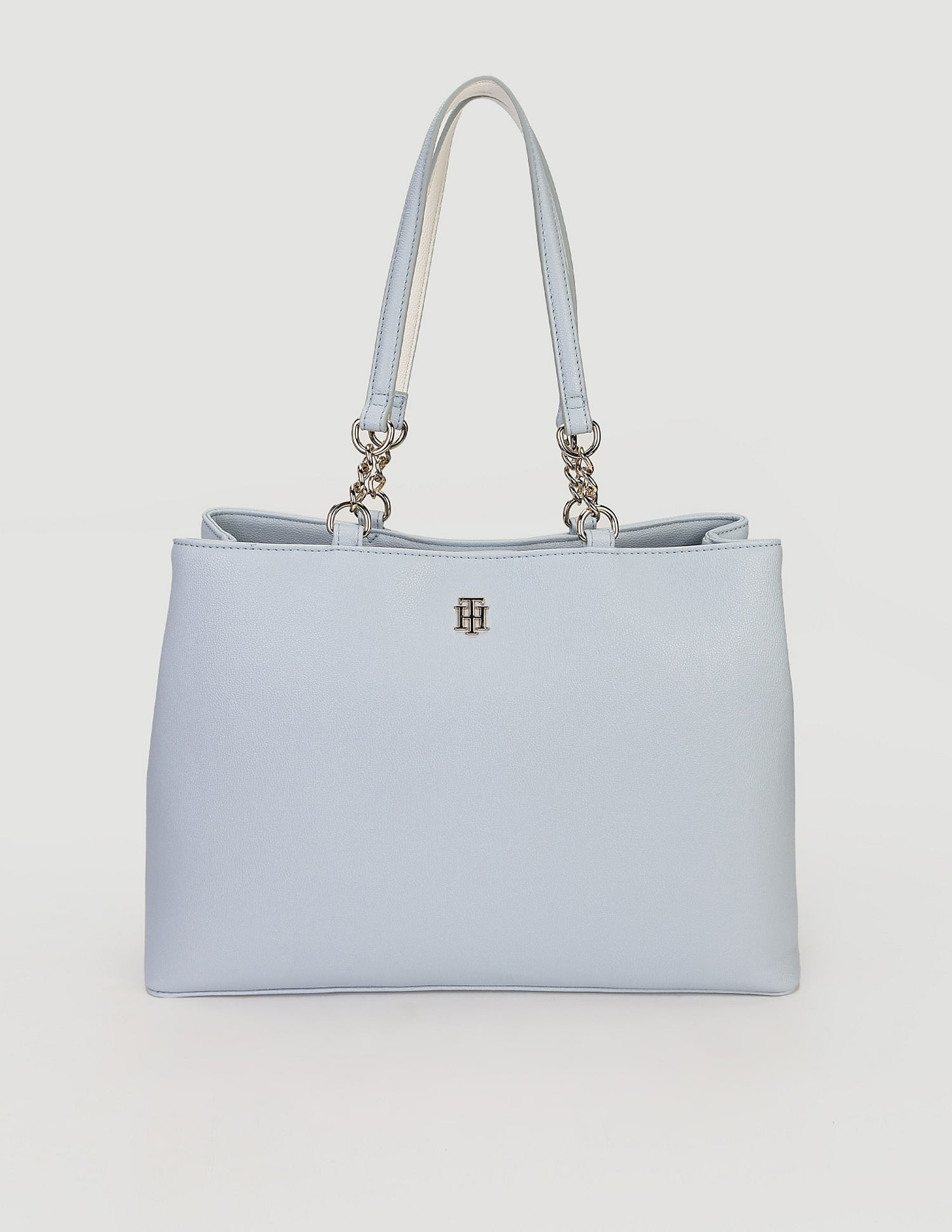 Tommy Hilfiger Solid Blue PU Totes