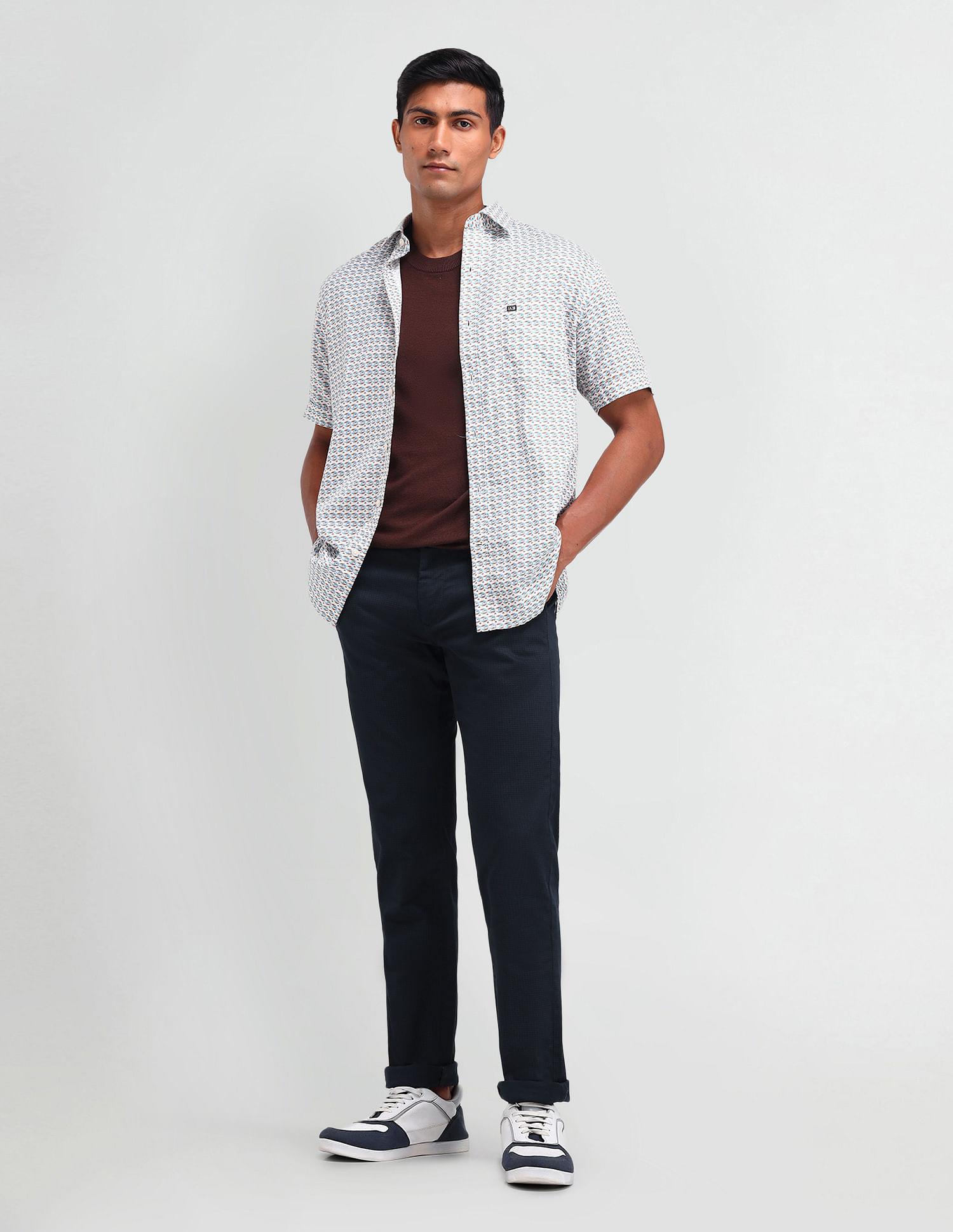 Arrow Sport Textured Mid Rise Trousers