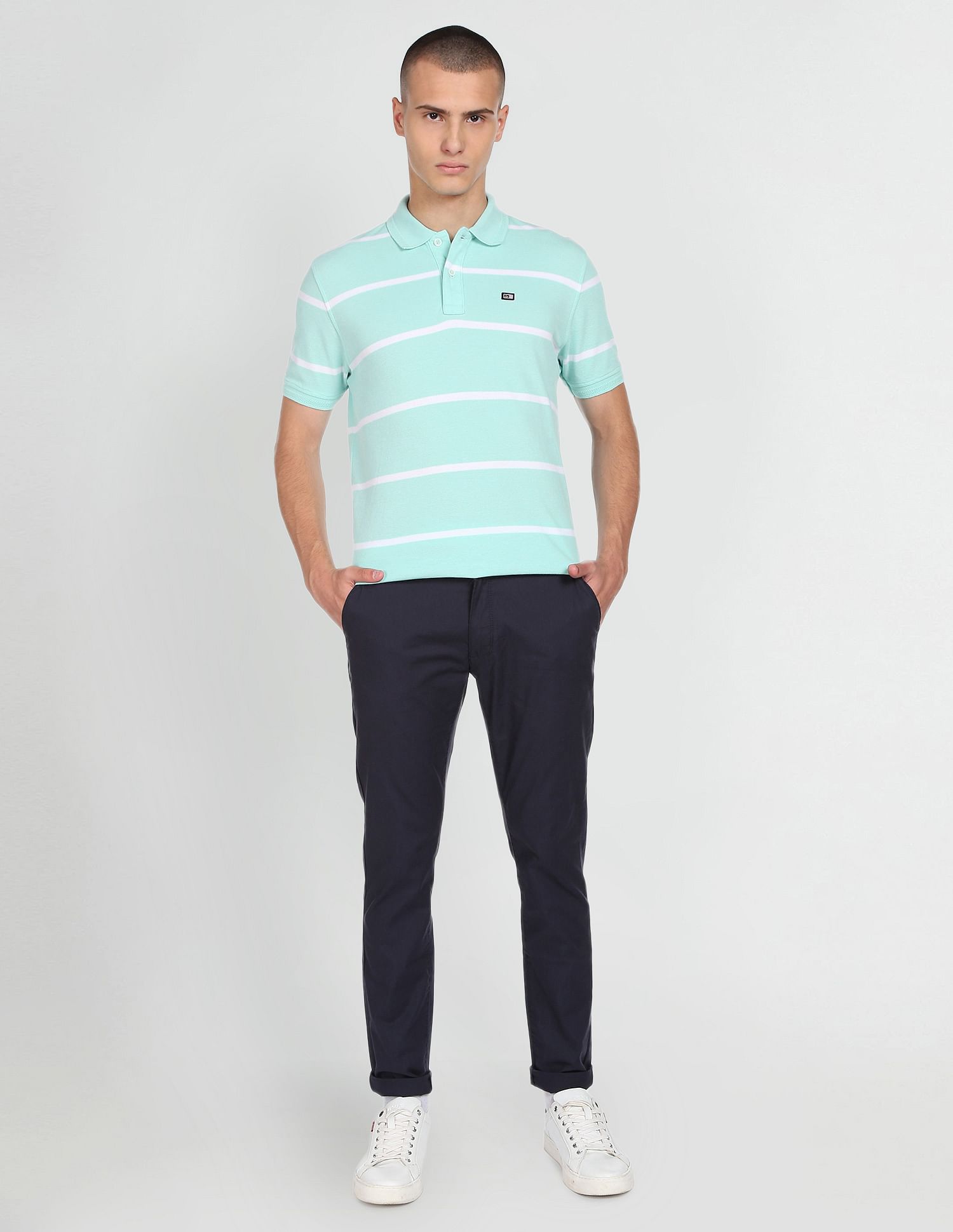 Arrow Sports Contrast Stripe Cotton Polo Shirt