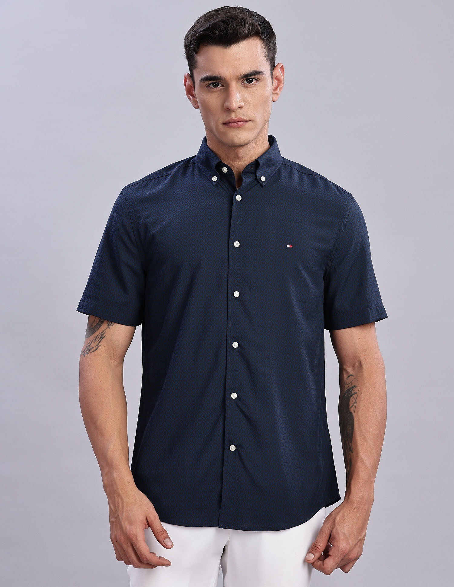 Tommy Hilfiger Mens Navy Geometric Shirt
