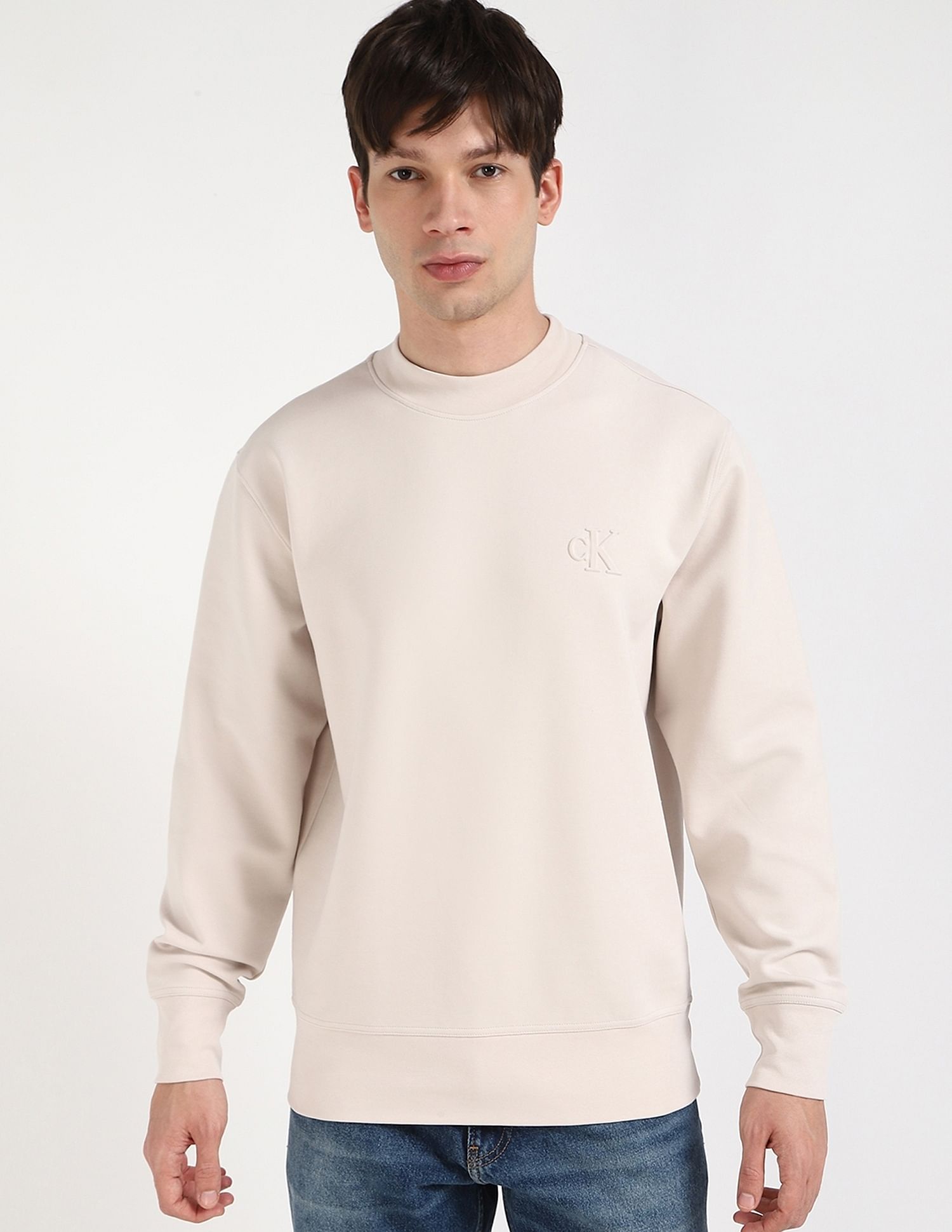 Calvin Klein Jeans Solid Relaxed-Fit Cotton Sweatshirt
