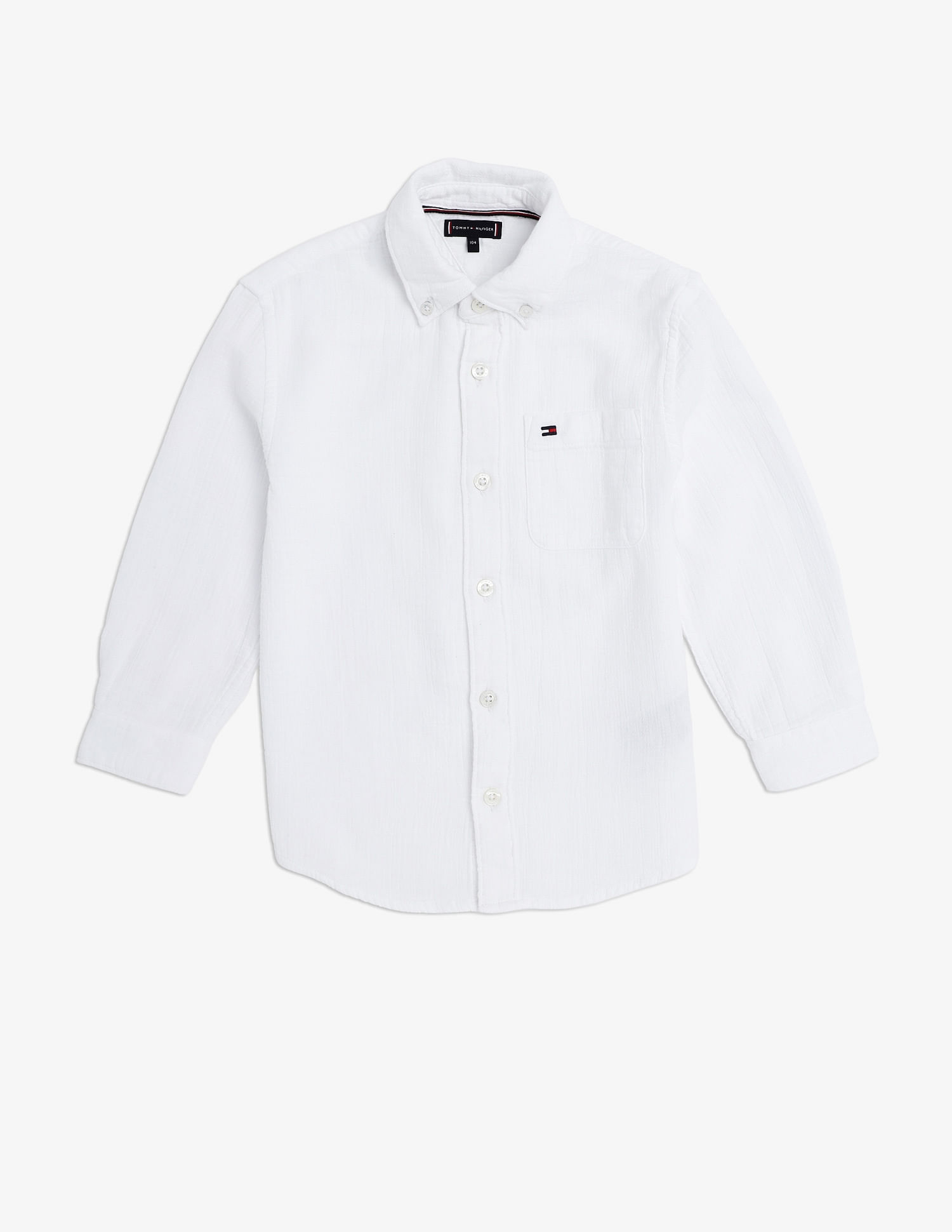 Tommy Hilfiger Kids Boys Solid Regular Fit Seersucker Woven Shirt