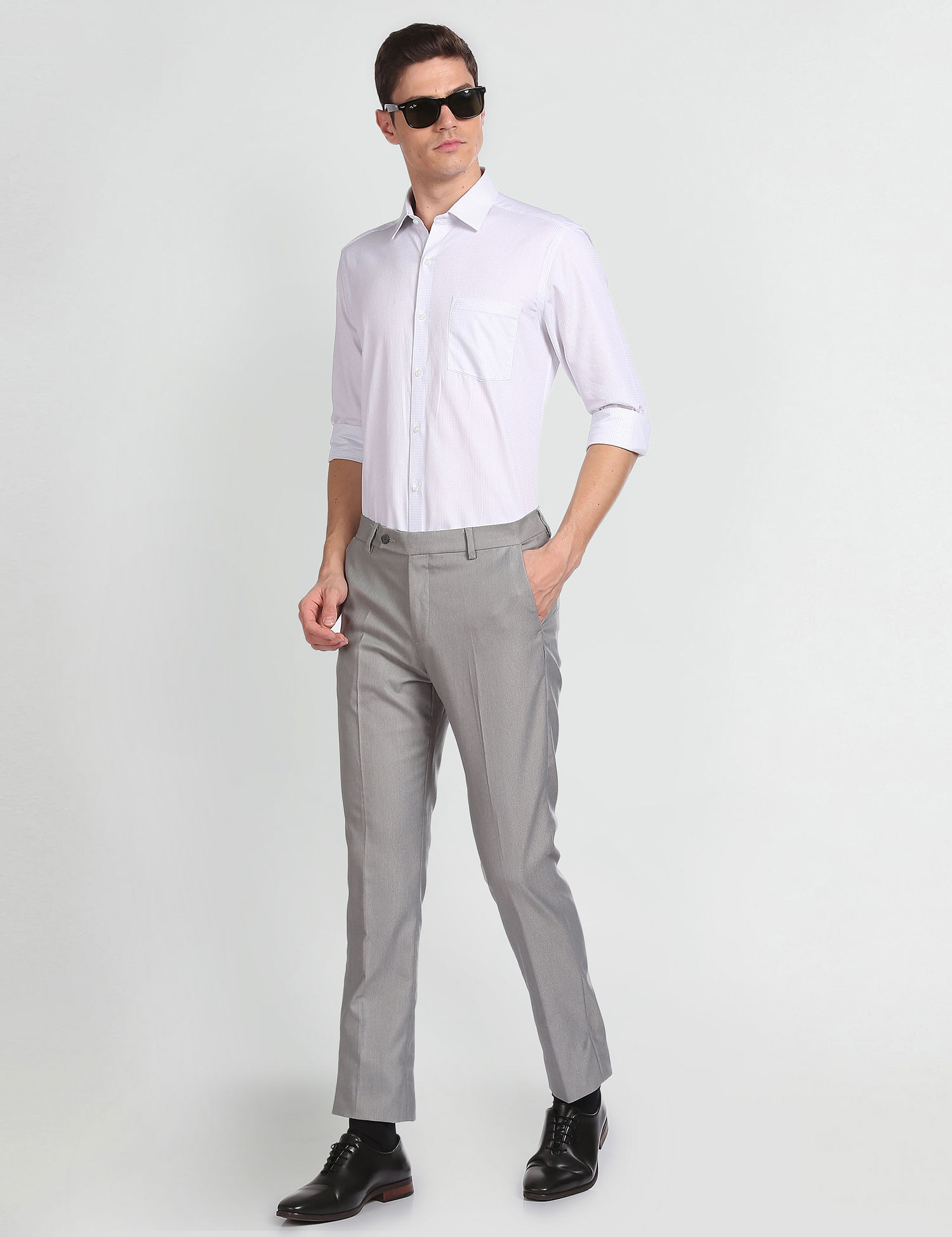 Arrow Self Design Manhattan Slim Fit Shirt