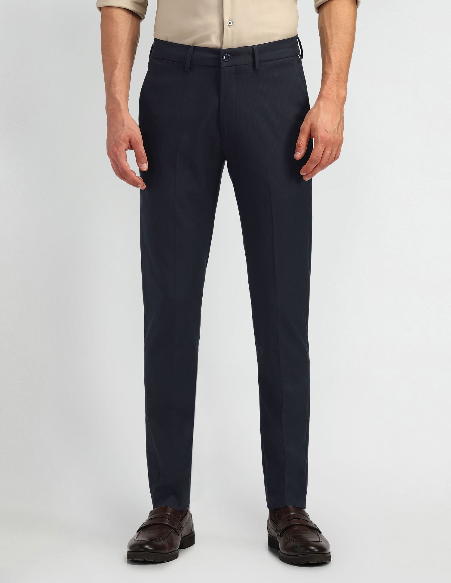 Arrow Newyork Slim Fit Solid Trousers