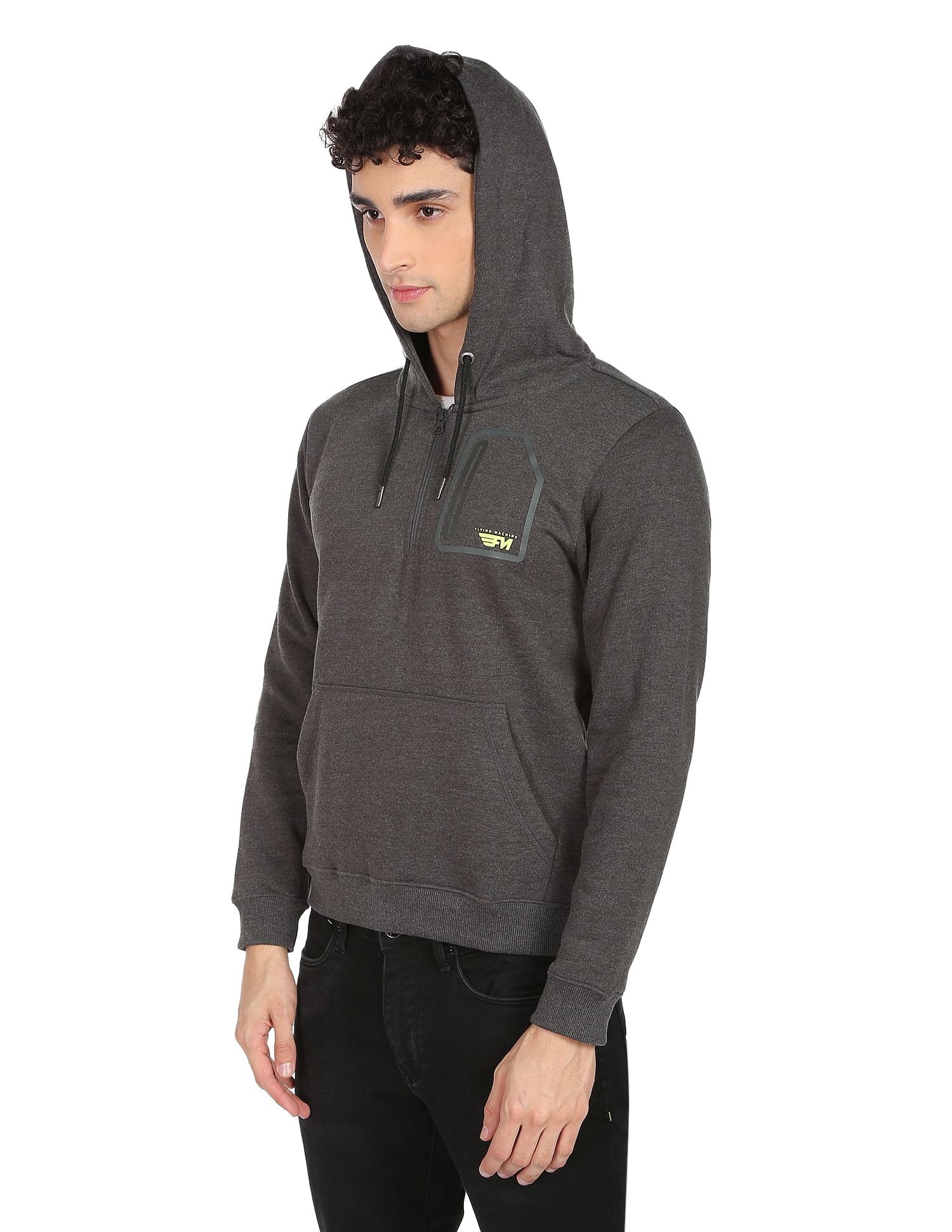 Flying Machine Heathered Hooded Sweatshirt