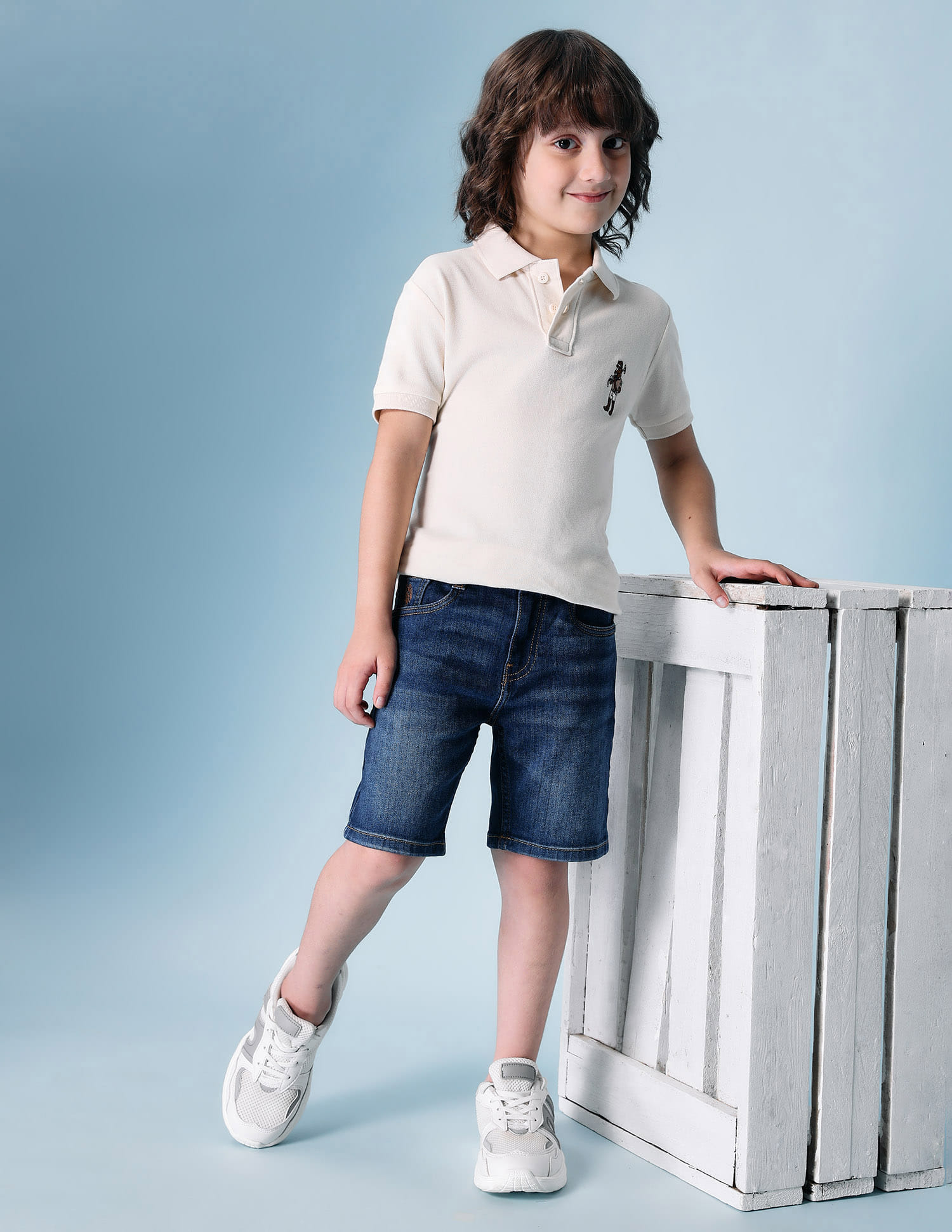 Buy Polo Kids Boys Mid Rise Denim Shorts