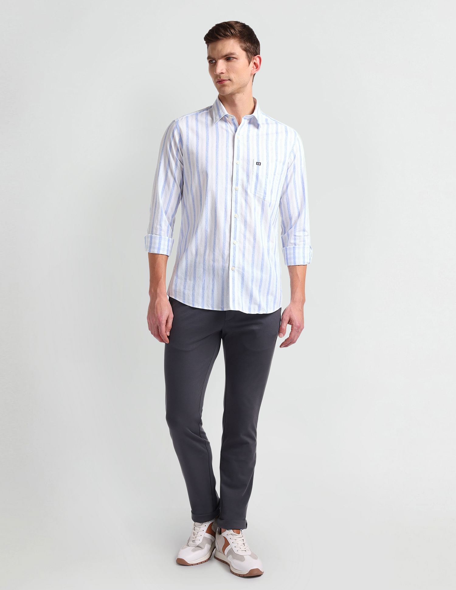 Arrow Sports Vertical Stripe Slim Fit Shirt