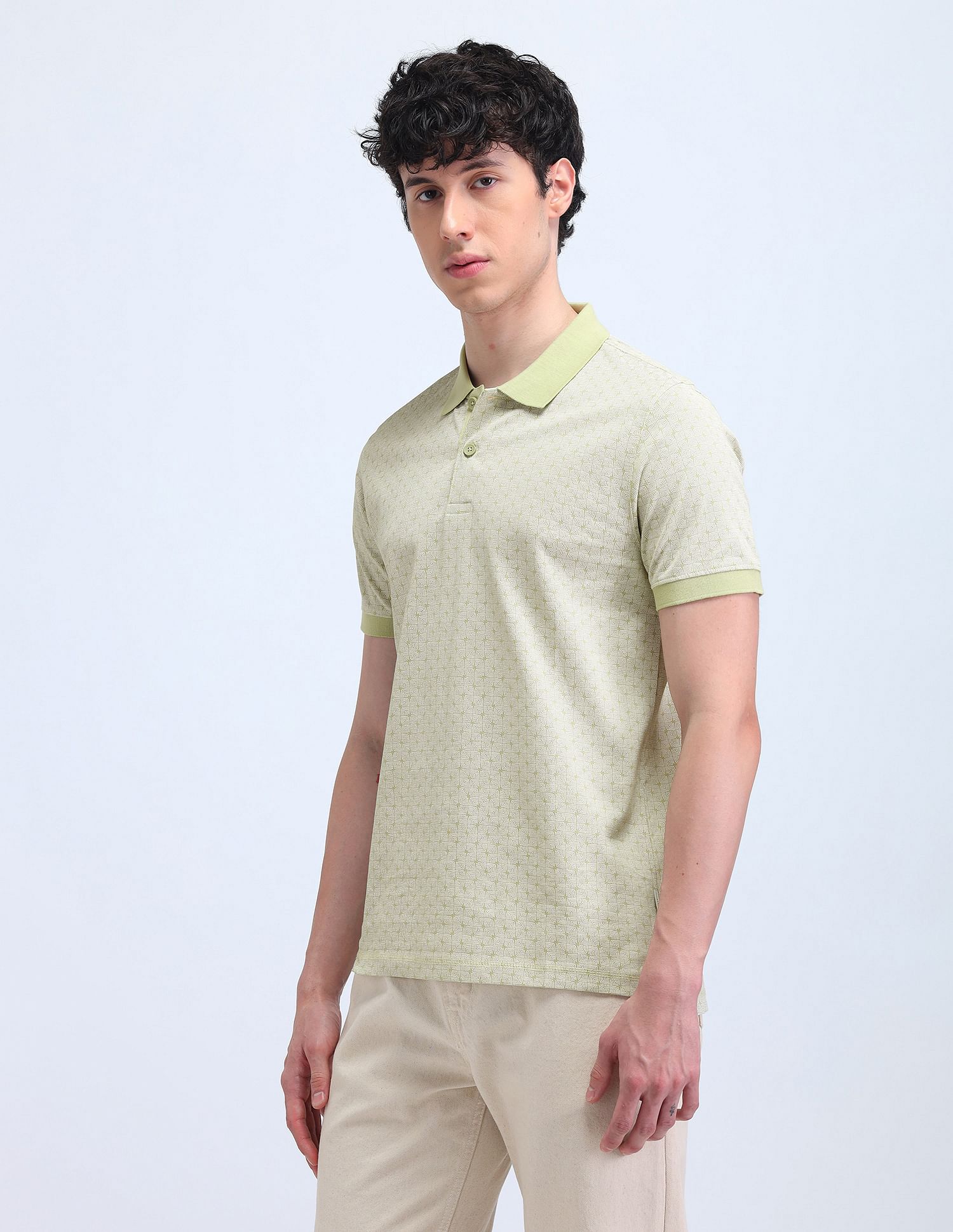 Flying Machine Cotton Geometric Printed Polo Shirt