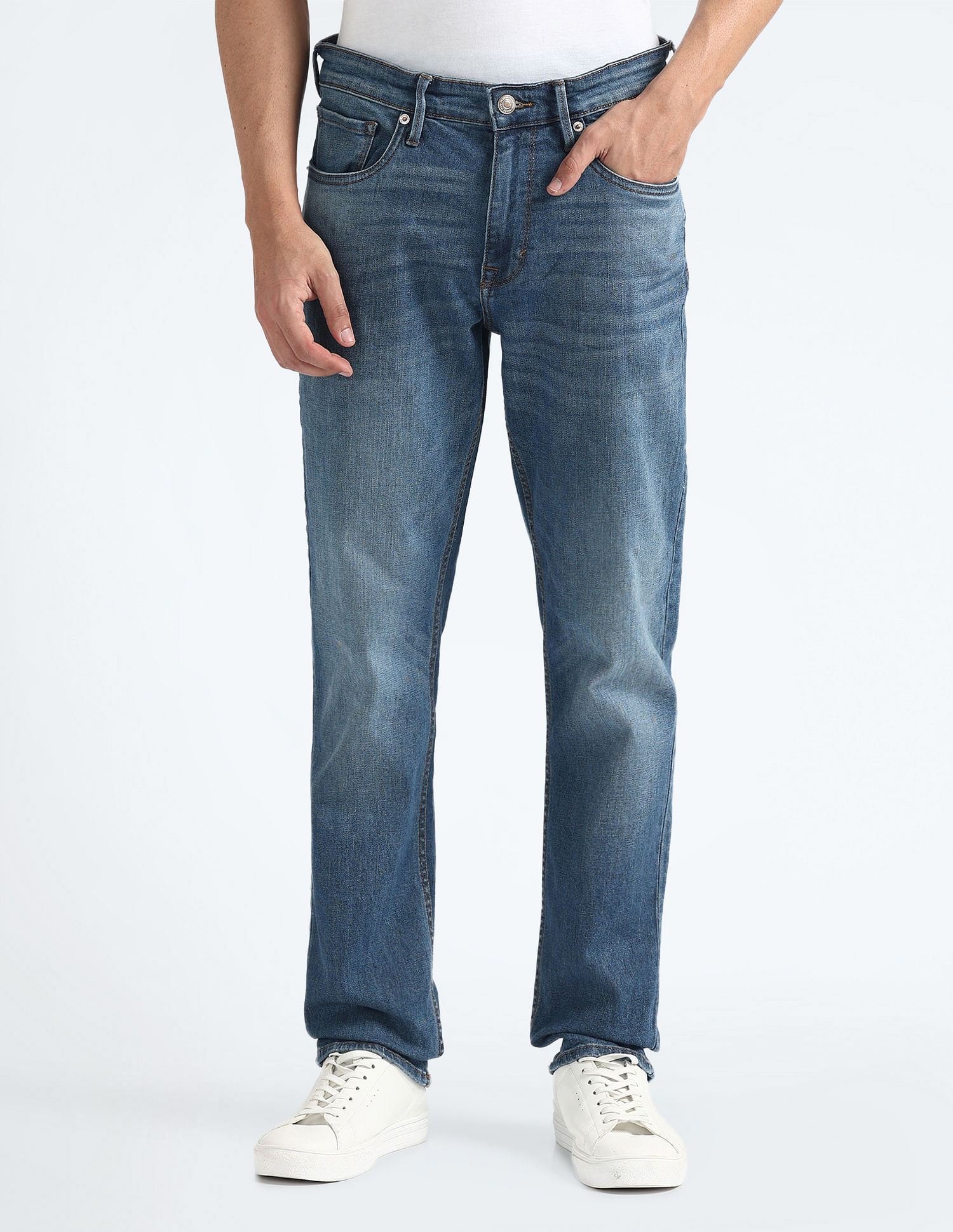 Flying Machine Freddie Slim Straight Mid Rise Jeans