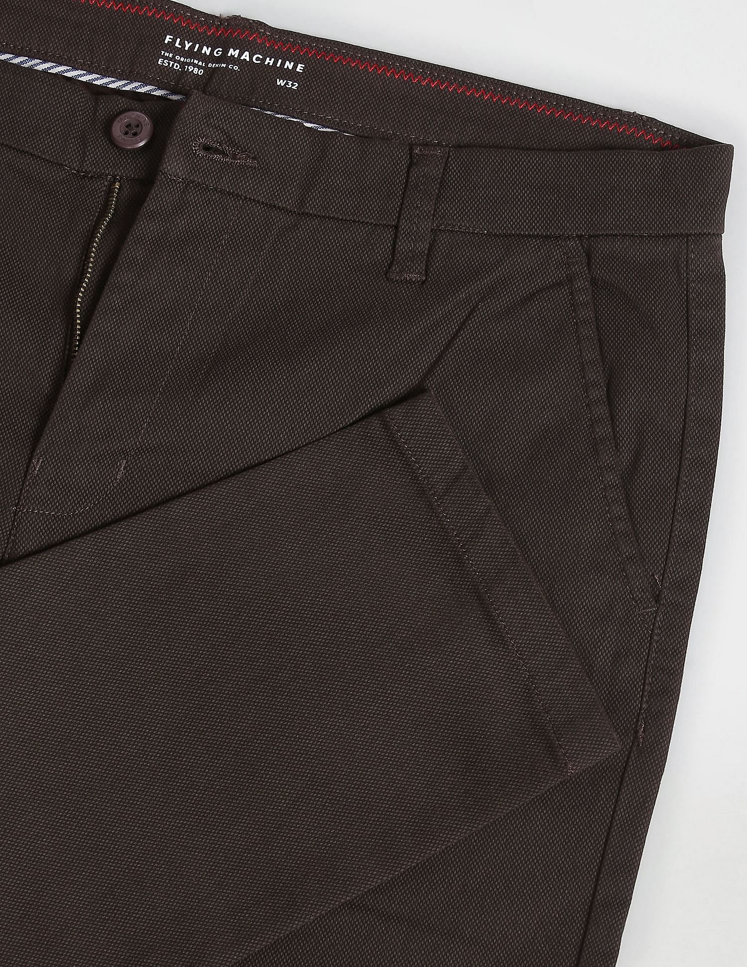 Flying Machine Twill Geometric Print Trousers