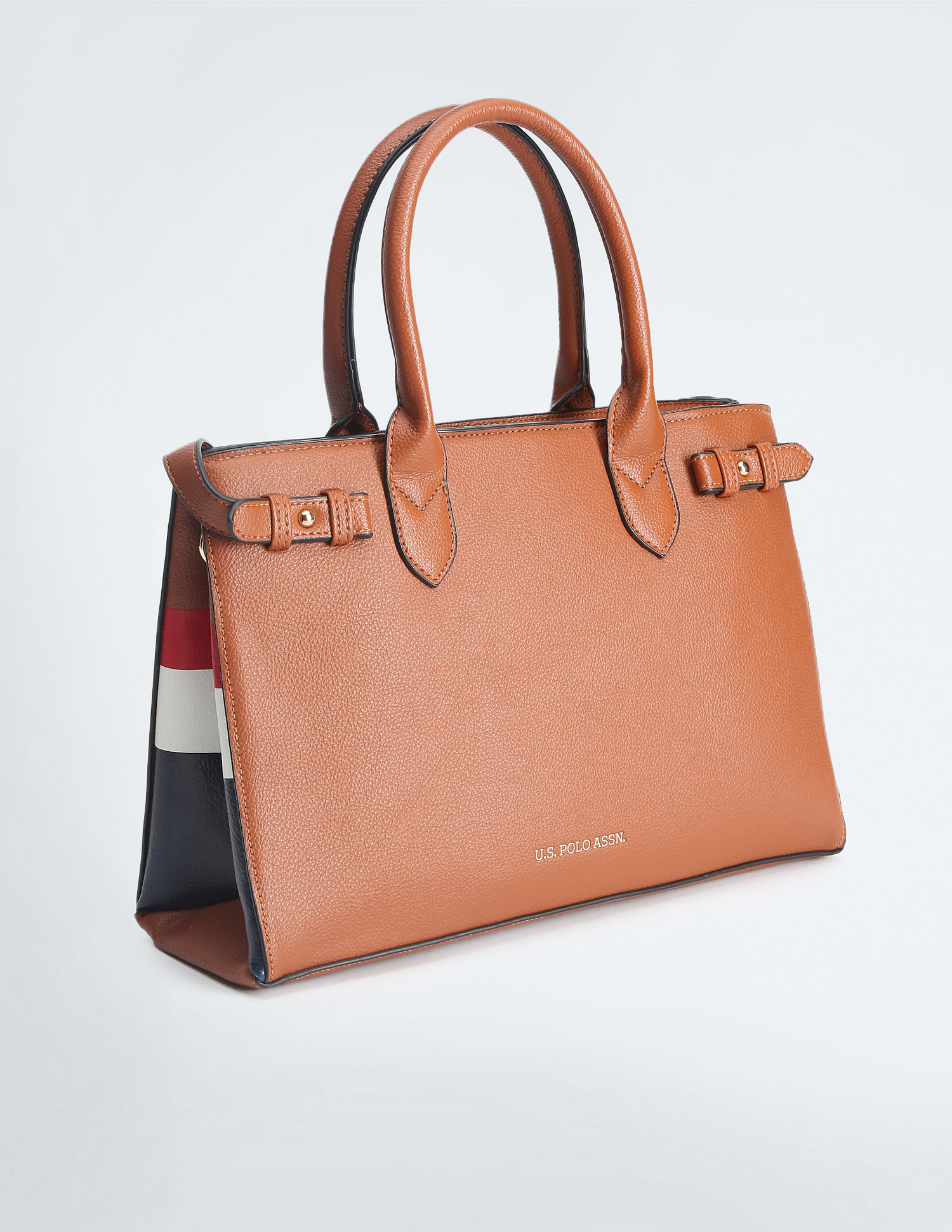 U.S. Polo Assn. Women Brand Stripe Structured Handbag