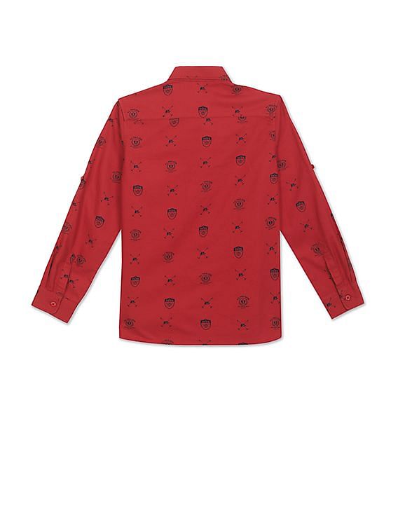 U.S. Polo Assn. Kids Boys Cotton Monogram Print Shirt