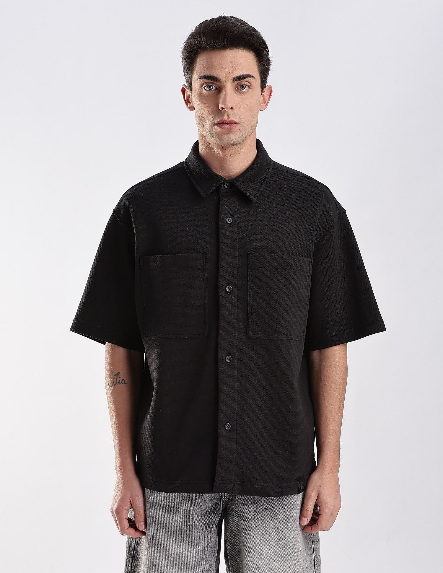 Calvin Klein Jeans Solid Relaxed Fit Woven Shirt