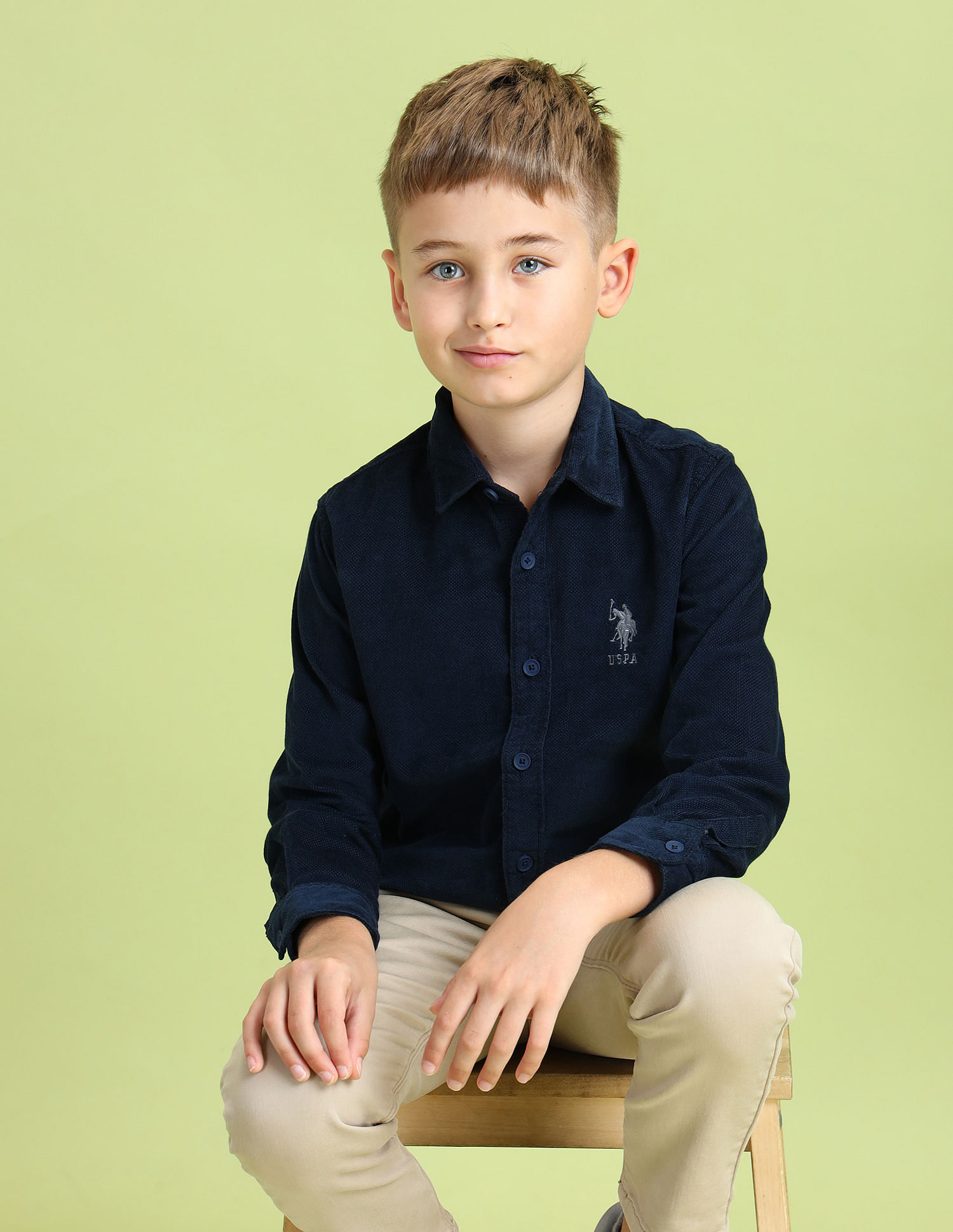 U.S. Polo Assn. Kids Boys Textured Regular Fit Shirt