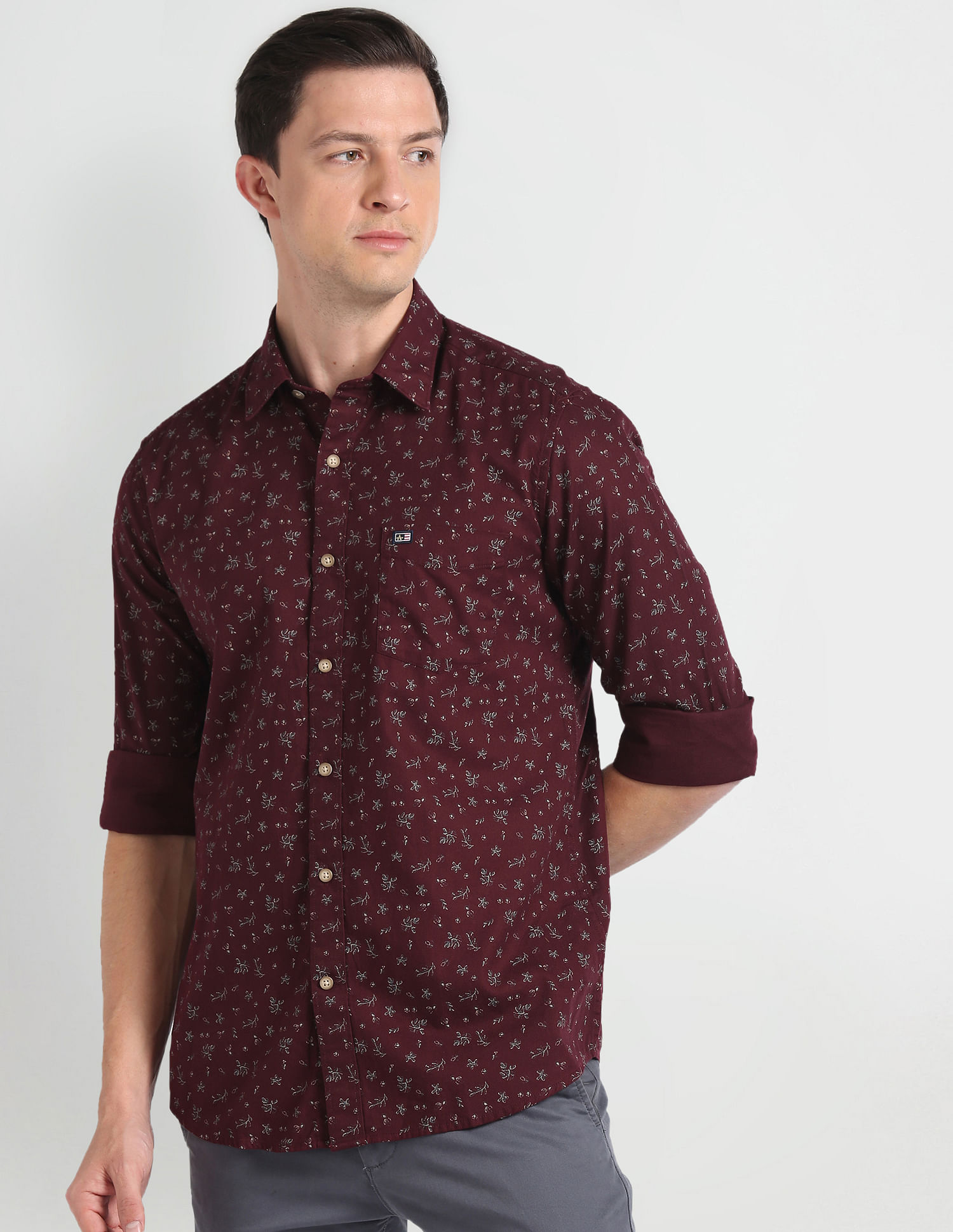Arrow Sports Floral Print Cotton Shirt