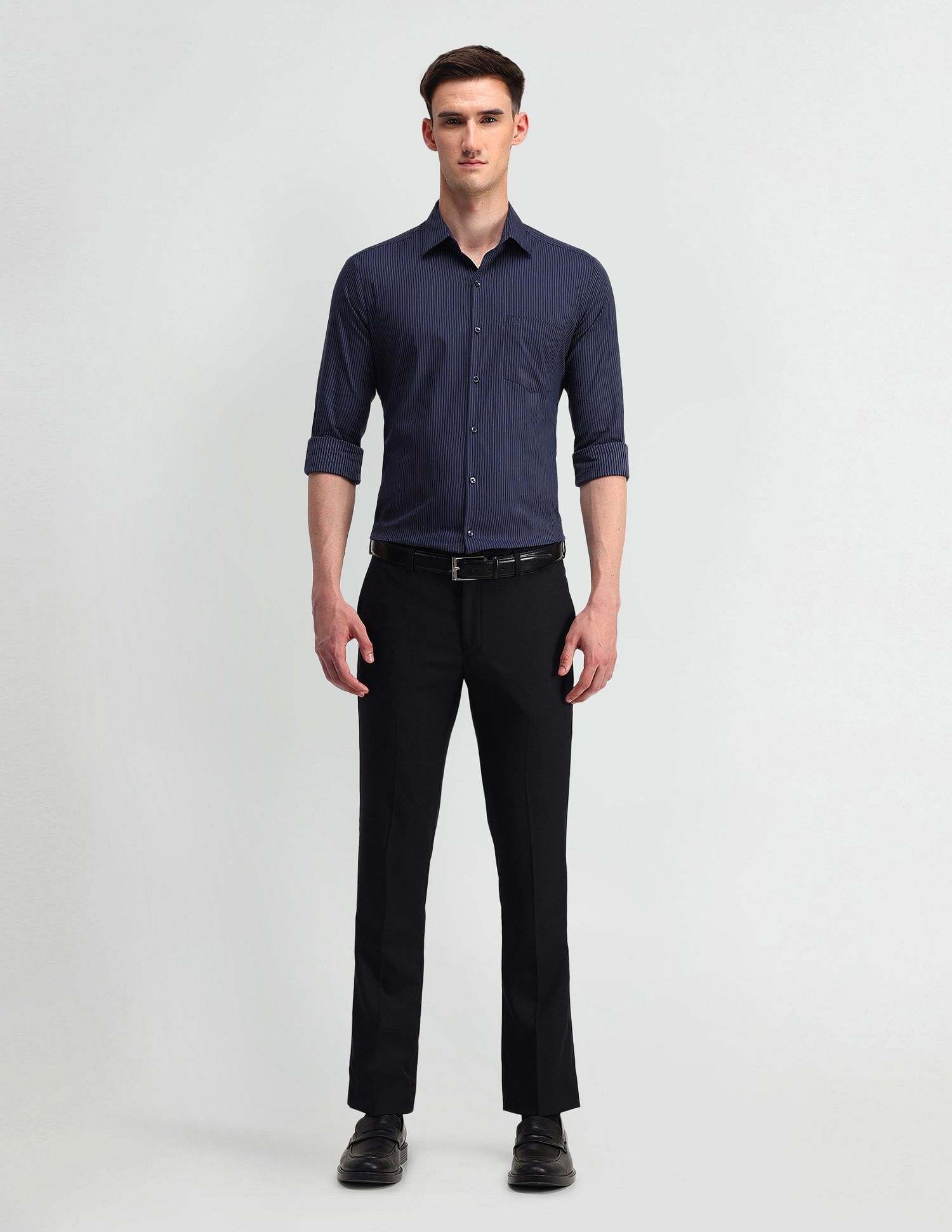 Arrow Manhattan Slim Fit Pinstripes Shirt