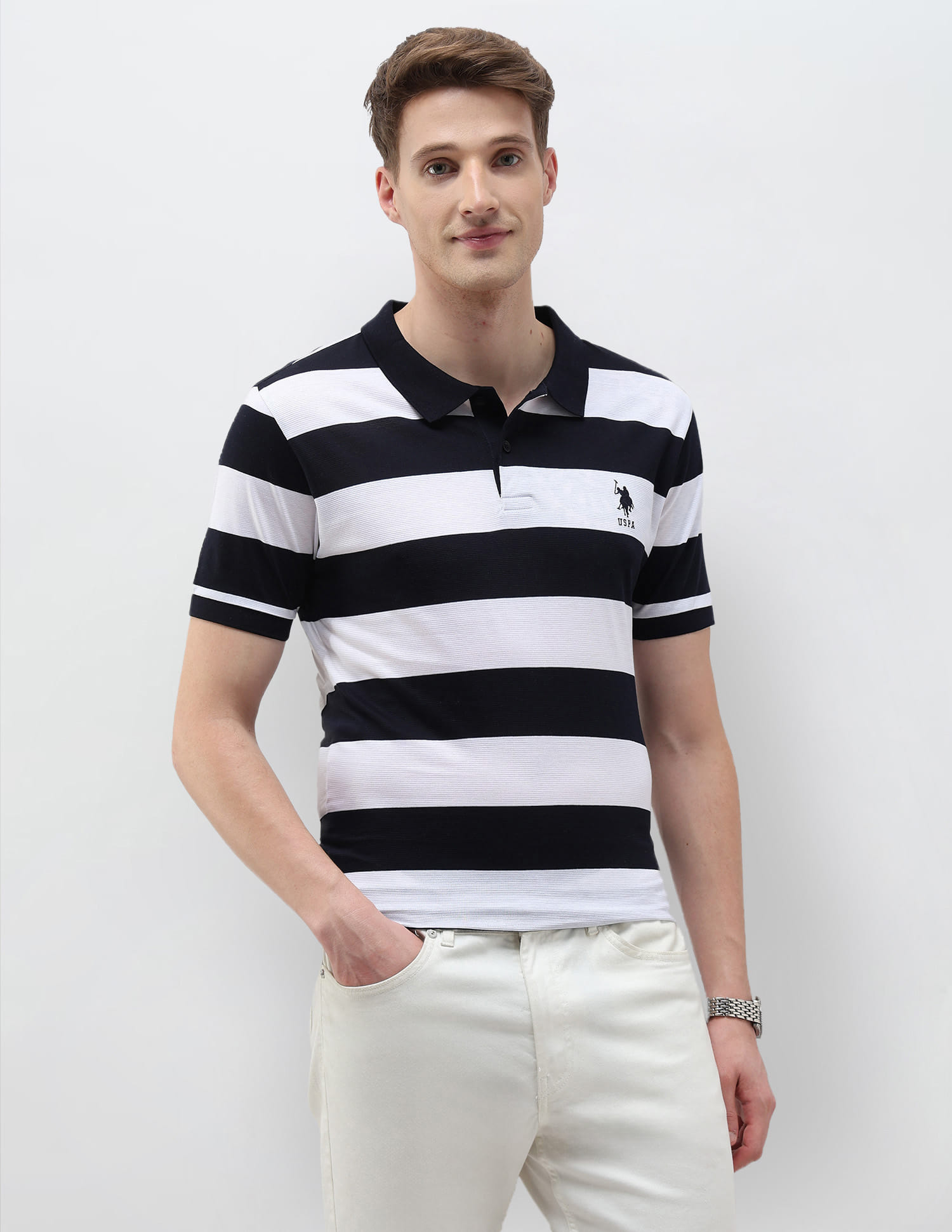 Buy U.S. Polo Assn. Horizontal Striped Slim Fit Polo Shirt - NNNOW.com