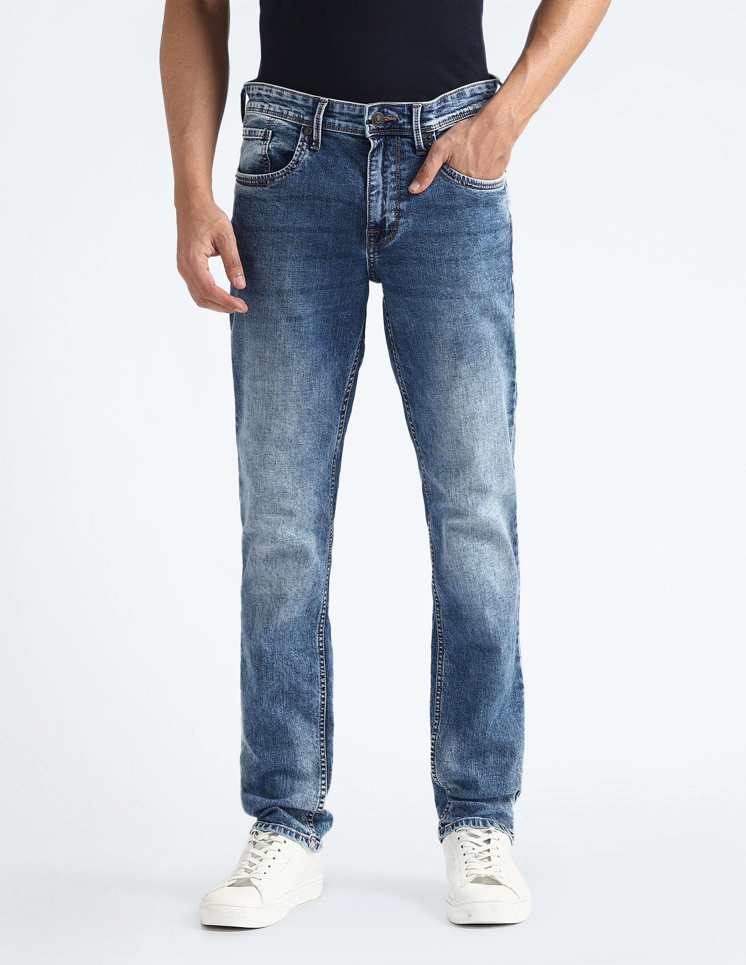 Flying Machine Freddie Slim Straight Mid Rise Jeans