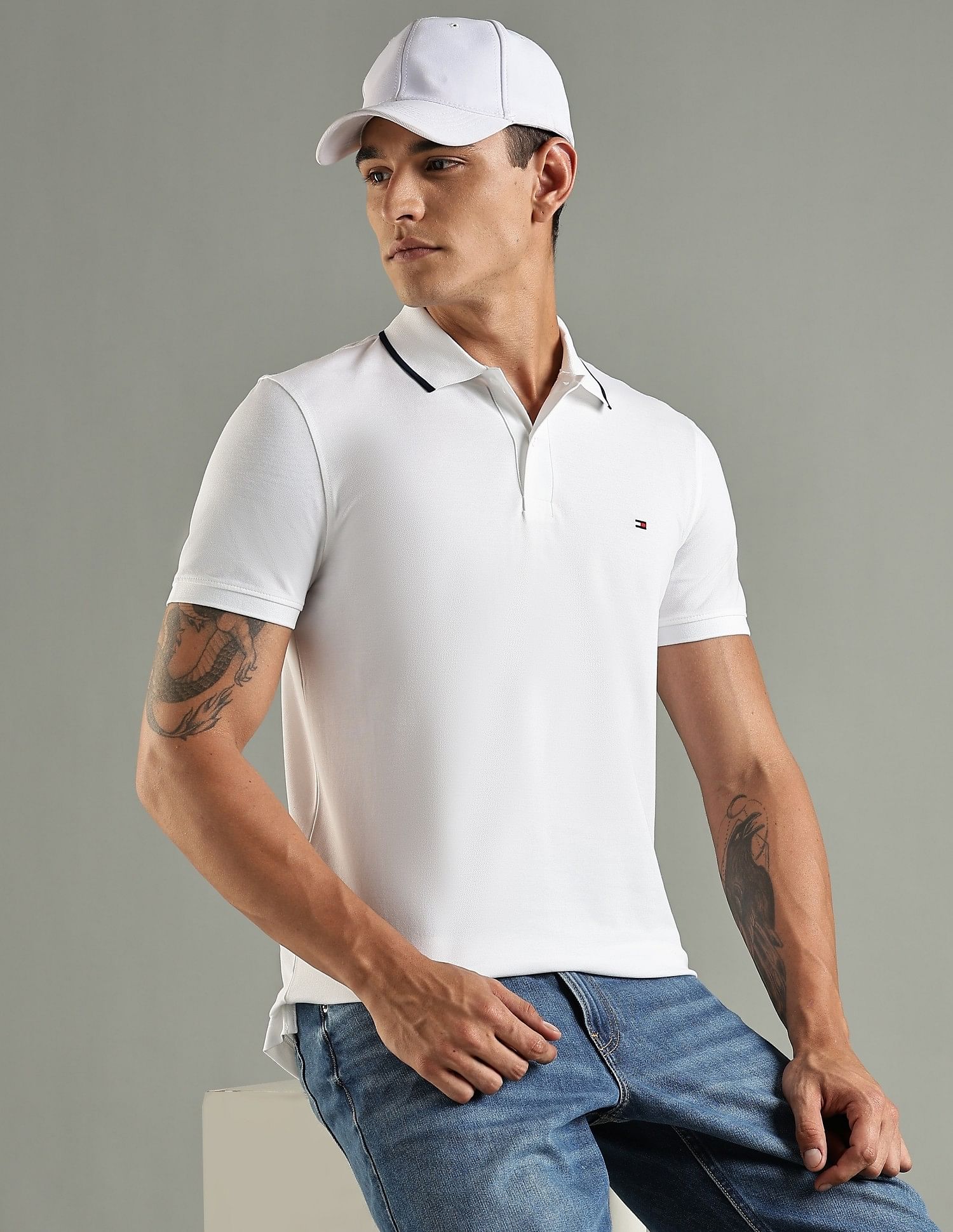 Tommy Hilfiger Solid Regular Fit Cotton Polo T-Shirt