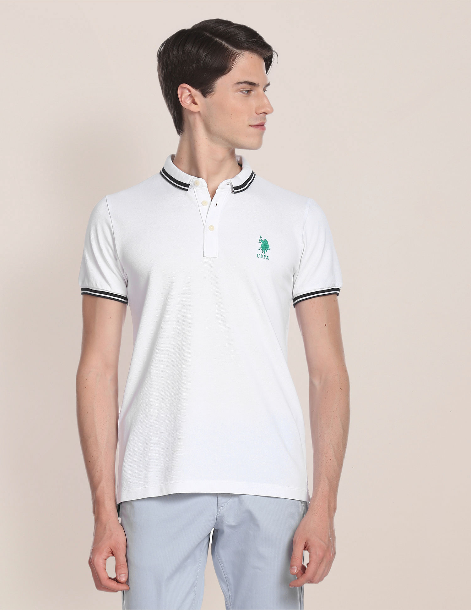 U.S. Polo Assn. Iconic Striped Collar Polo Shirt