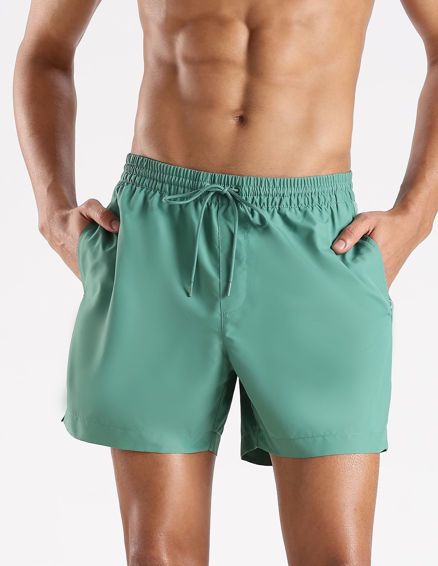 Buy Calvin Klein Jeans Solid Green Swimwear Shorts