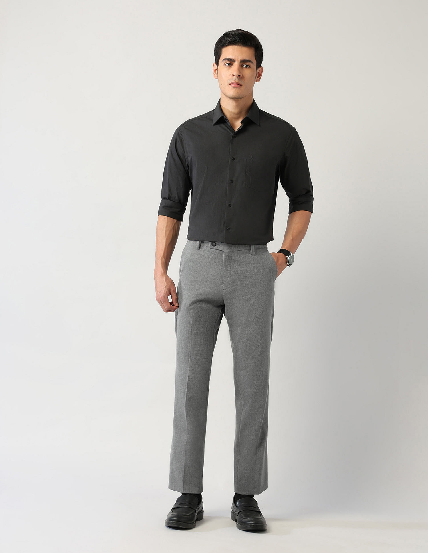 Arrow Mid Rise Dobby Weave Autoflex Trousers