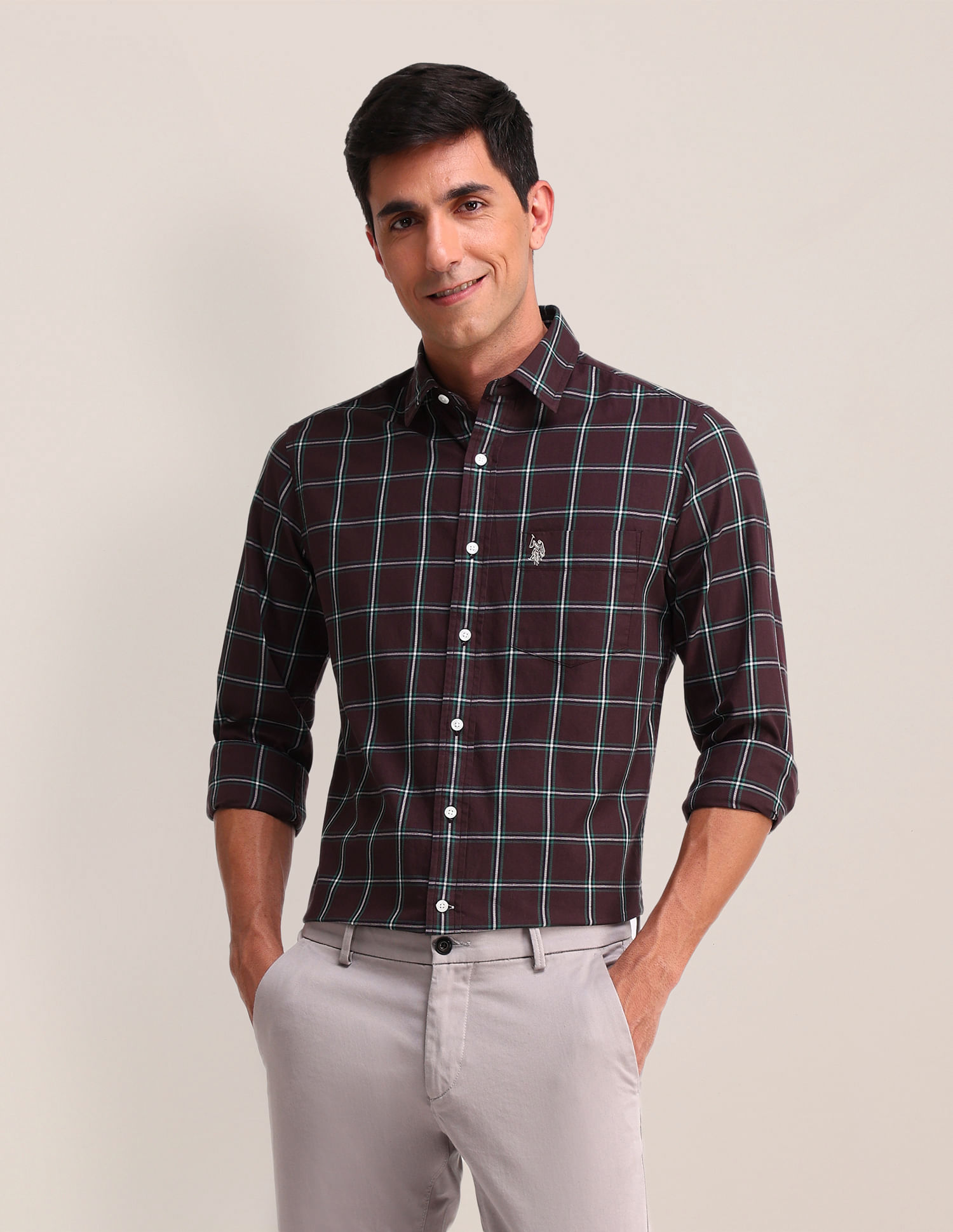 U.S. Polo Assn. Outline Checked Twill Shirt